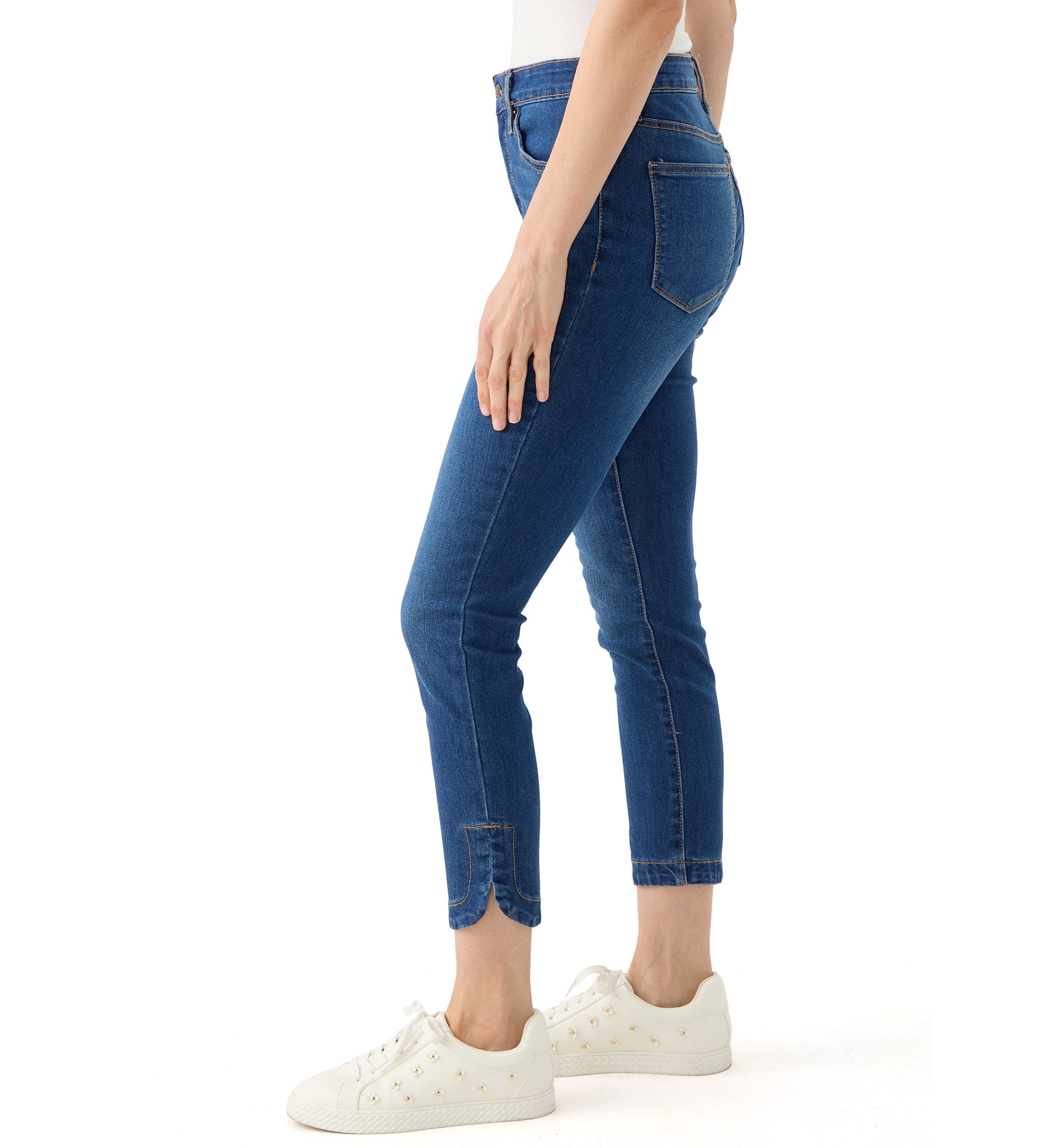 Womens Tulip Hem Cropped Color Washed Jeans