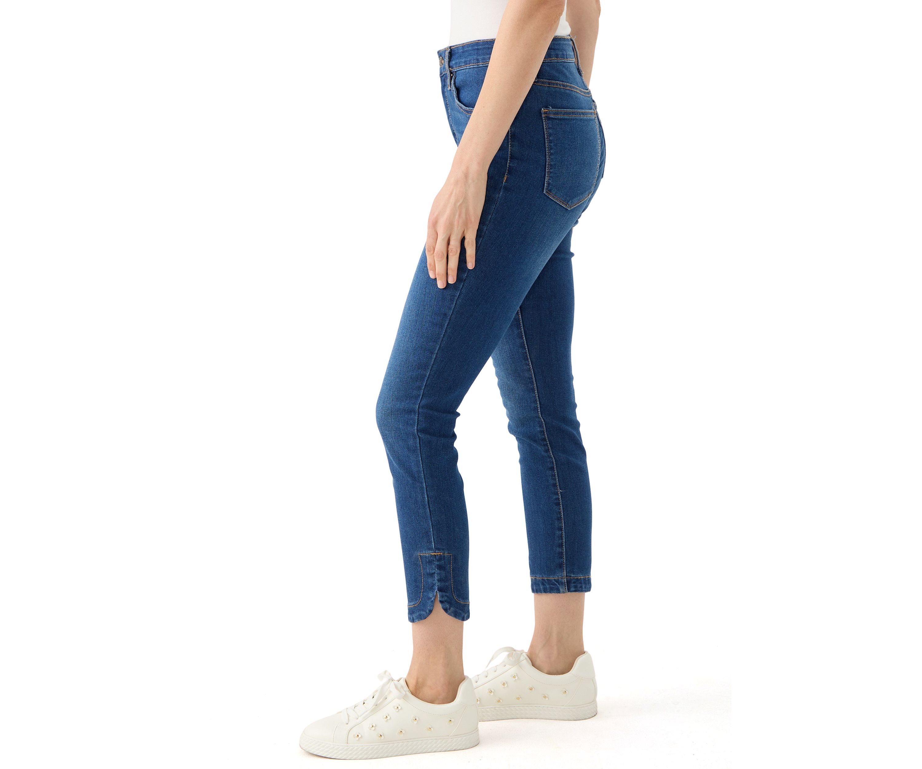 Womens Tulip Hem Cropped Color Washed Jeans