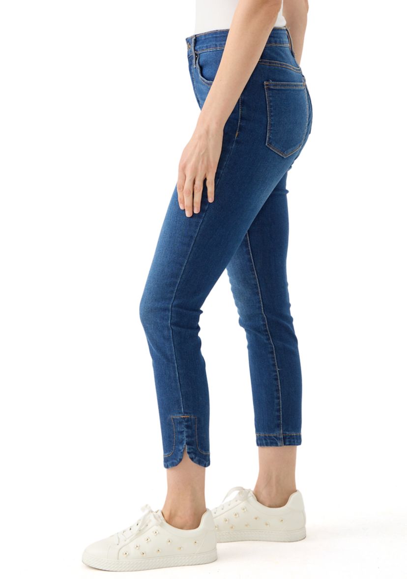 Womens Tulip Hem Cropped Color Washed Jeans