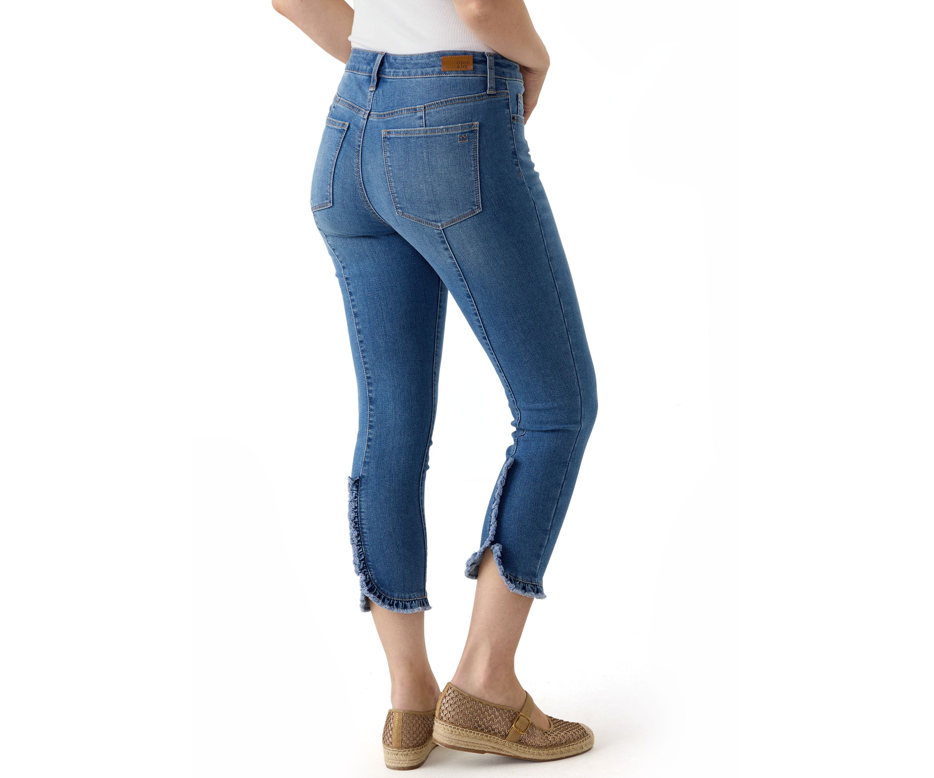 Petite Ruffle Back Cropped Jeans