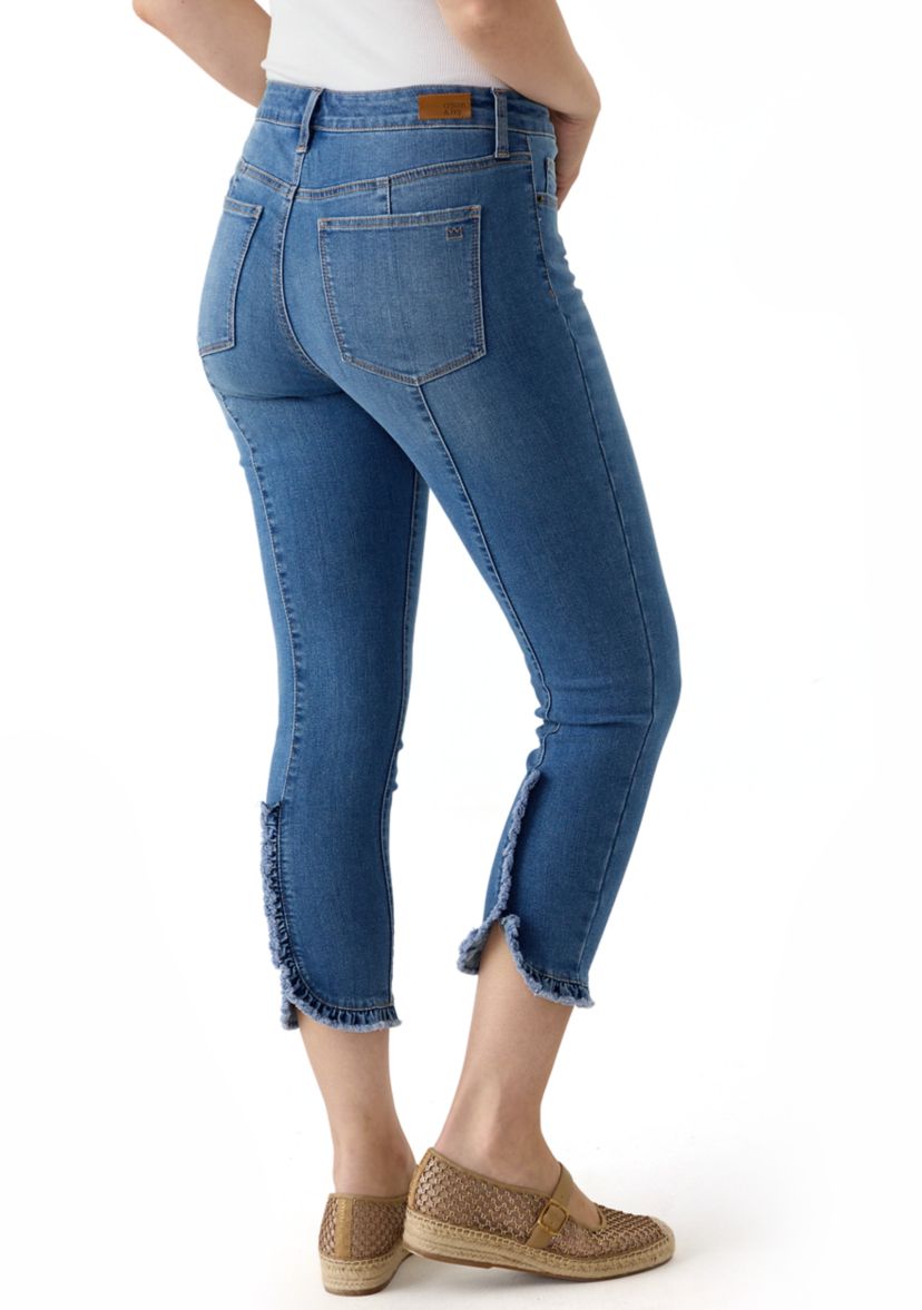 Petite Ruffle Back Cropped Jeans