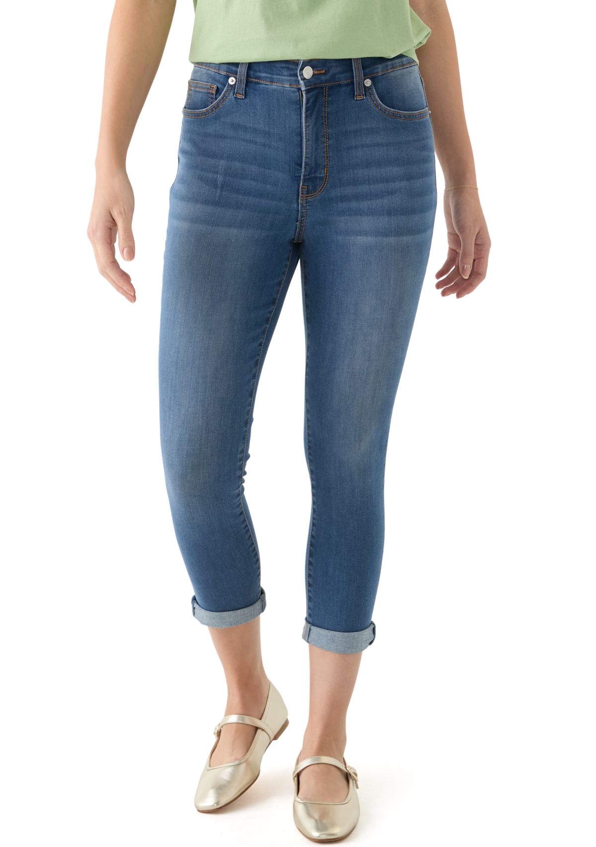 Womens Denim Skinny Cropped Jeans 
