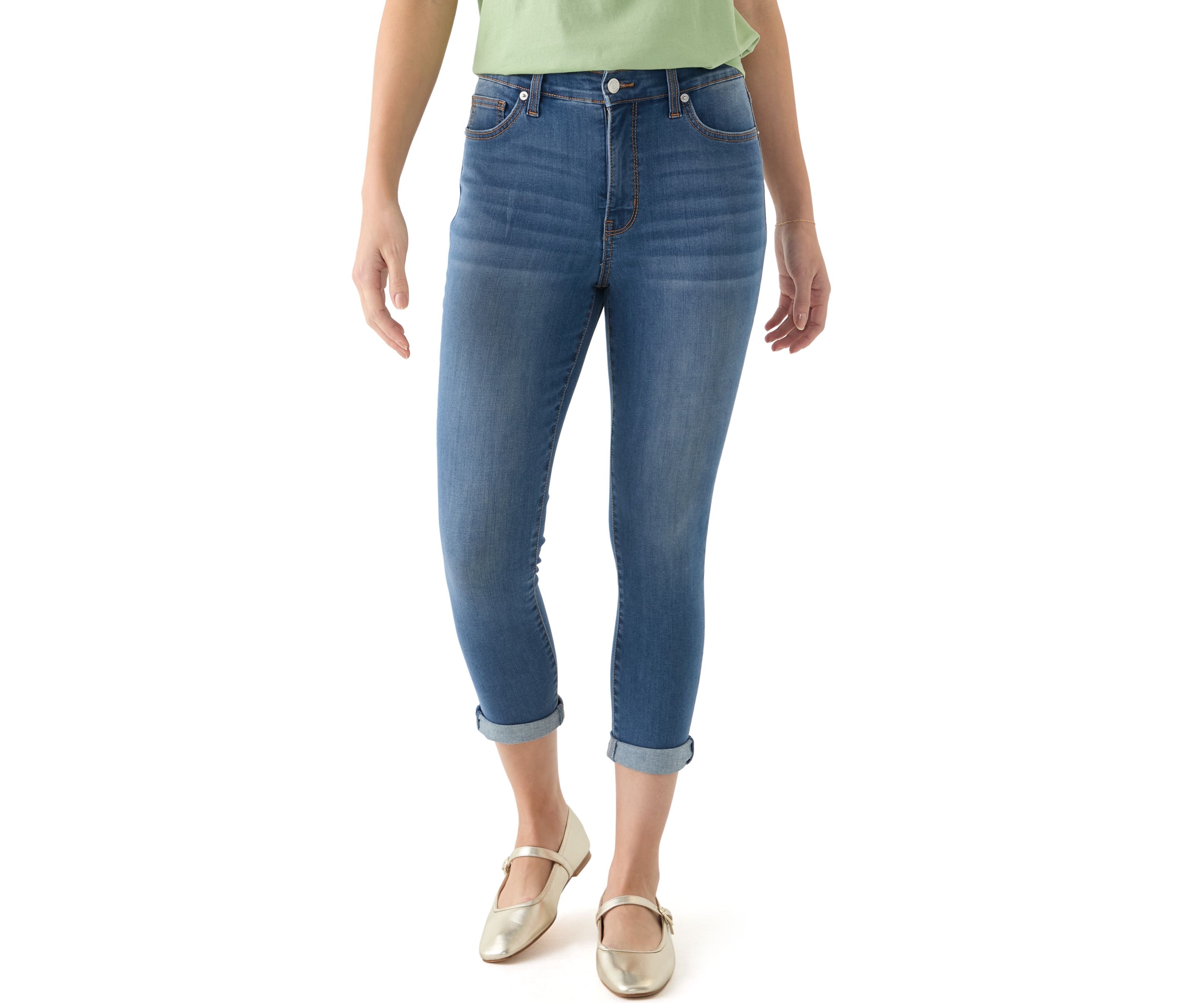 Womens Denim Skinny Cropped Jeans 
