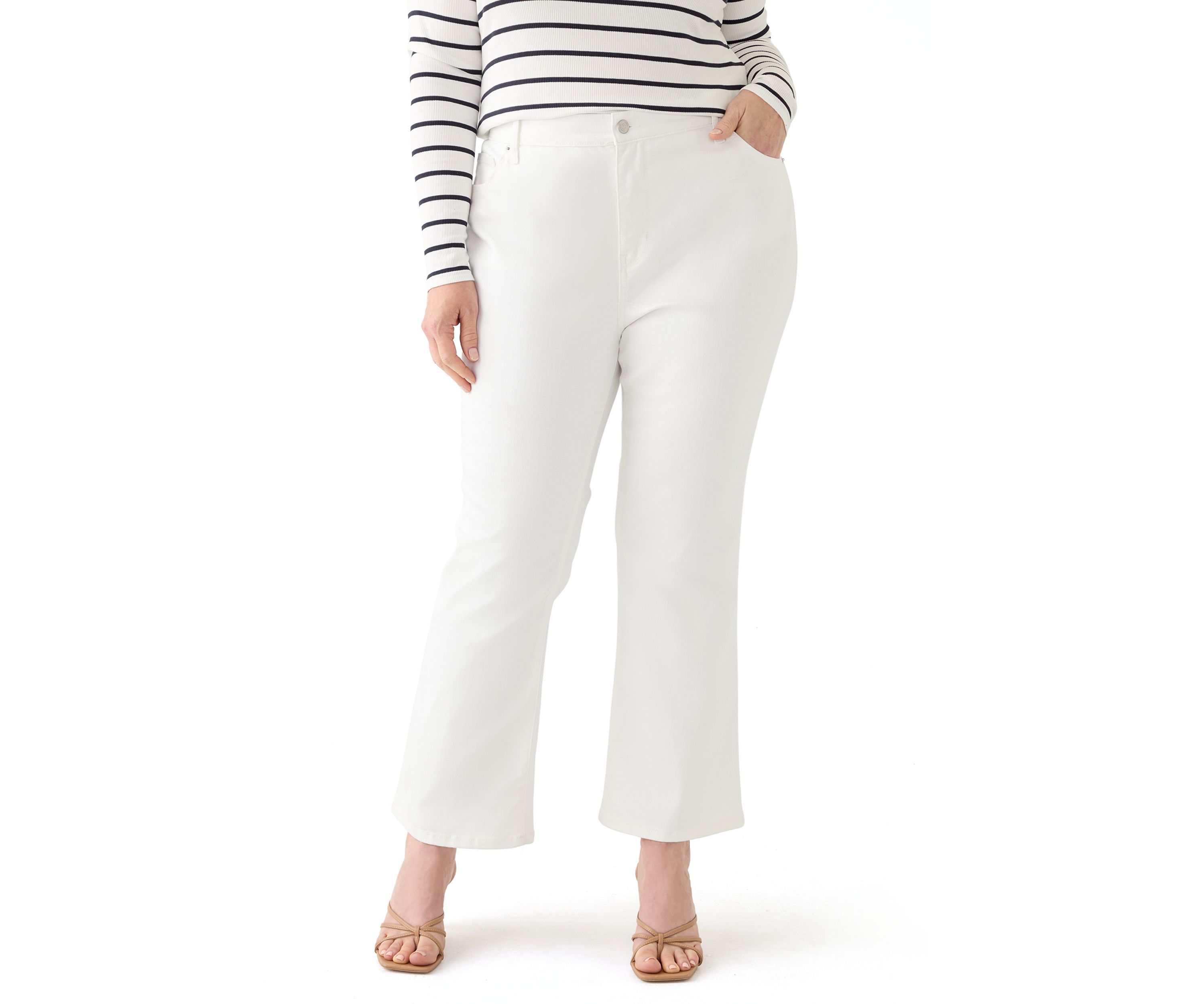 Plus Size High Rise Twill Kick Flare Ankle Jeans