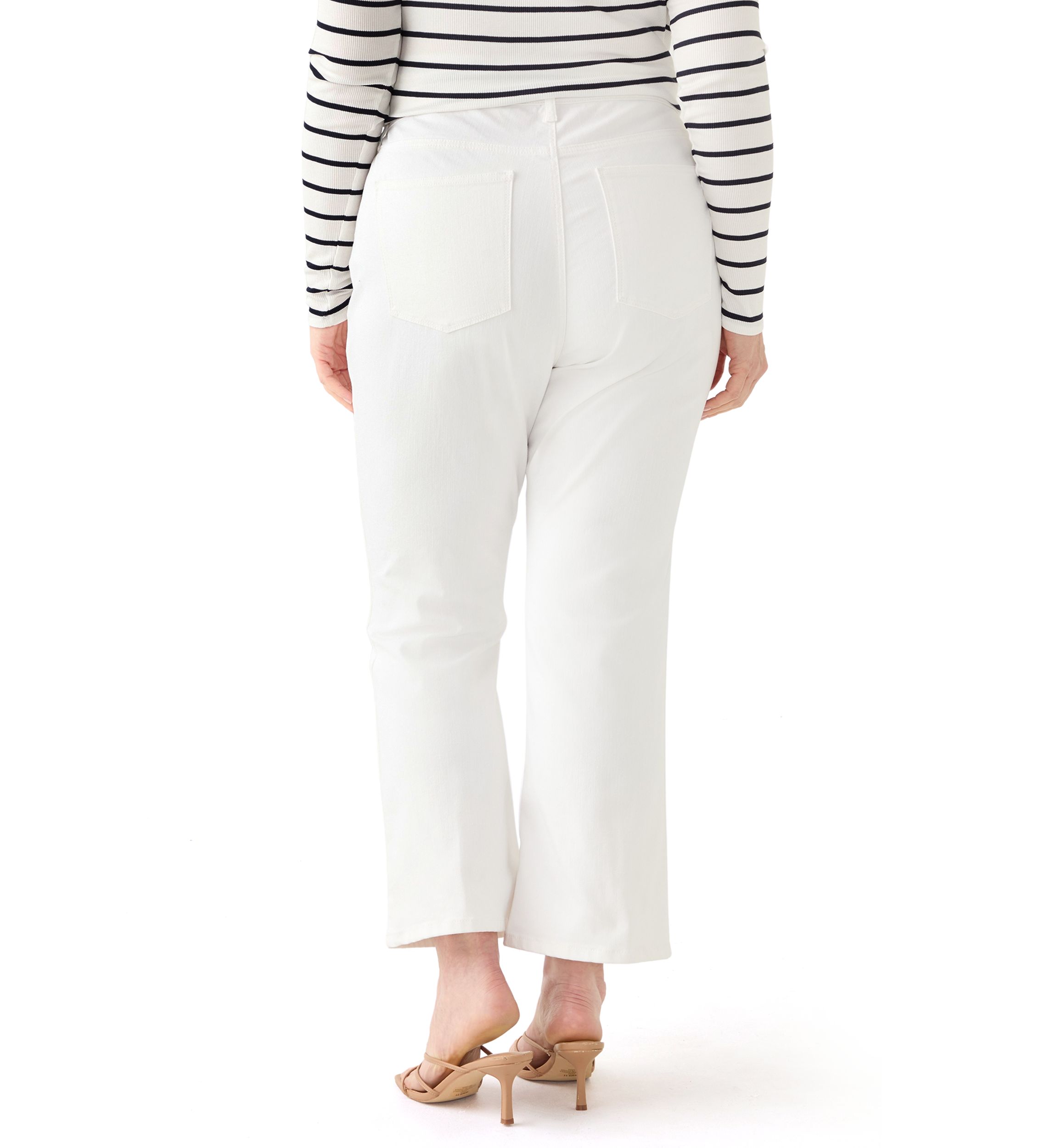 Plus Size High Rise Twill Kick Flare Ankle Jeans