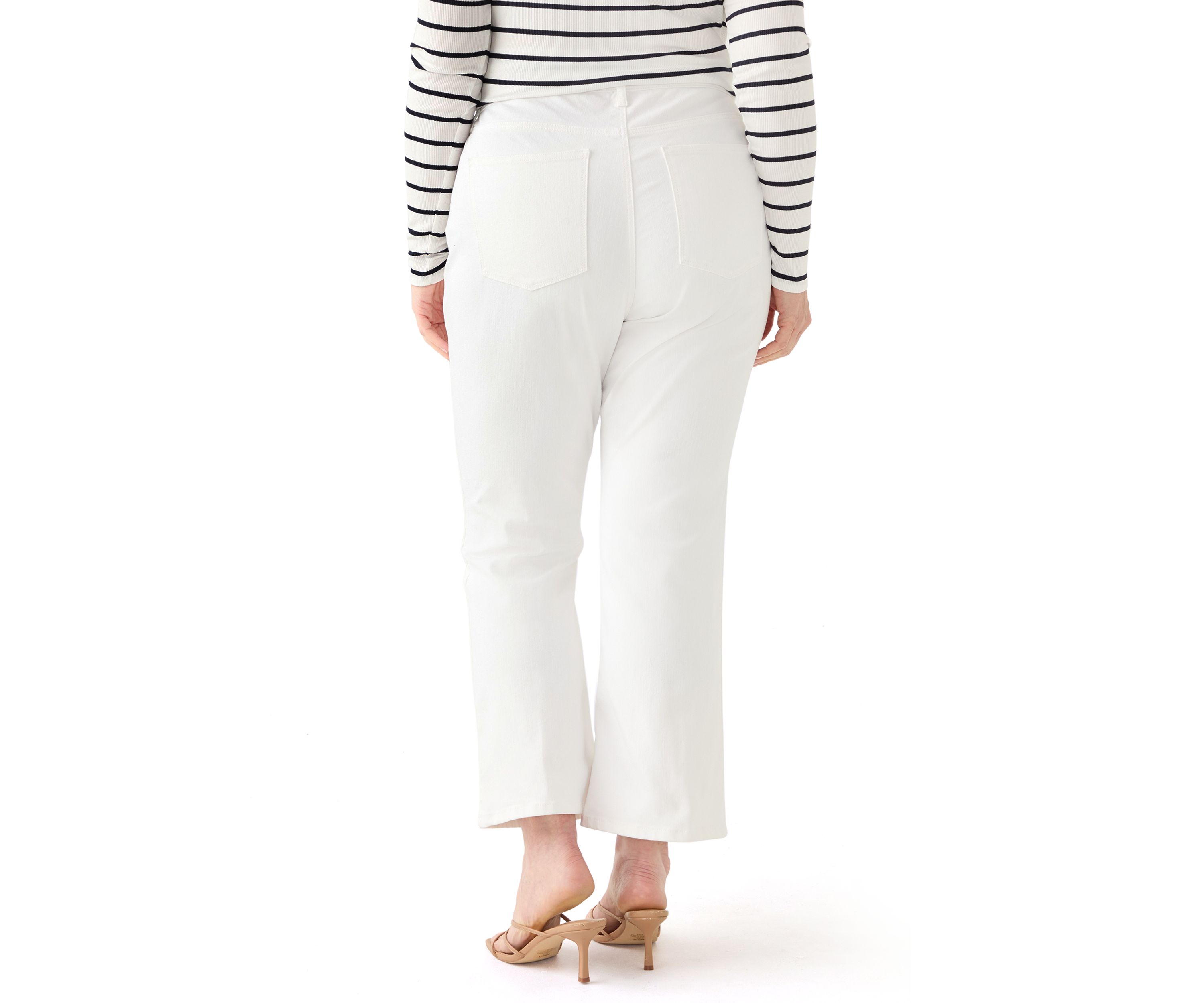 Plus Size High Rise Twill Kick Flare Ankle Jeans