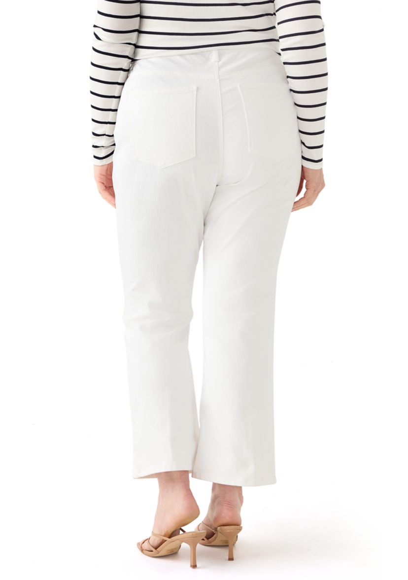 Plus Size High Rise Twill Kick Flare Ankle Jeans