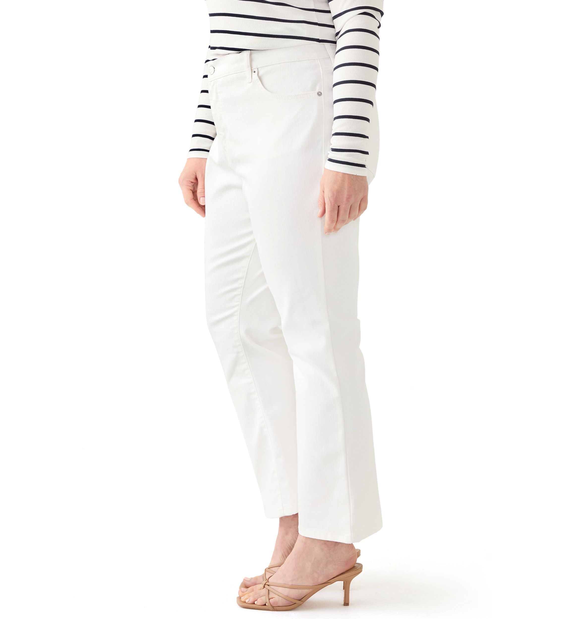 Plus Size High Rise Twill Kick Flare Ankle Jeans