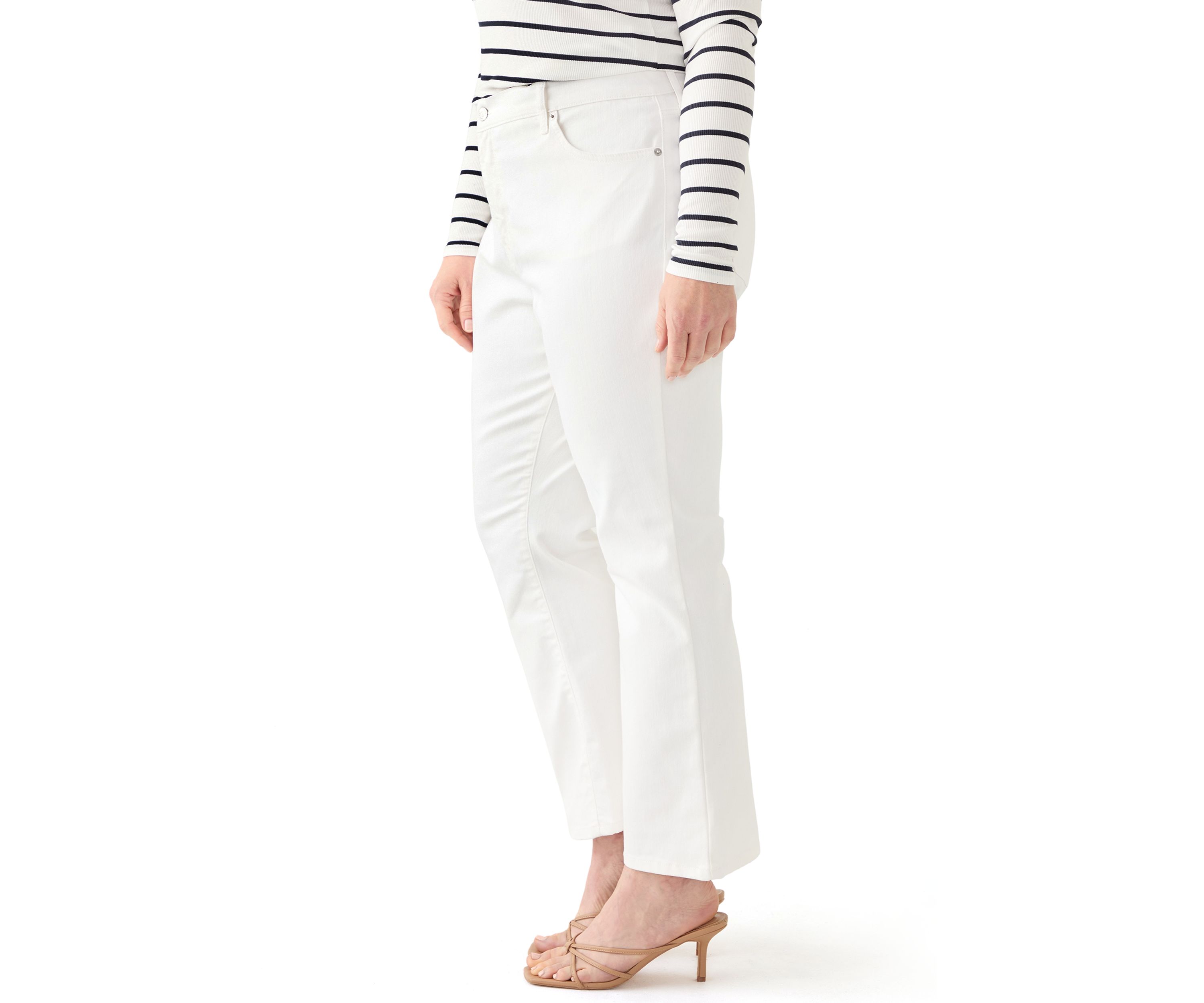 Plus Size High Rise Twill Kick Flare Ankle Jeans