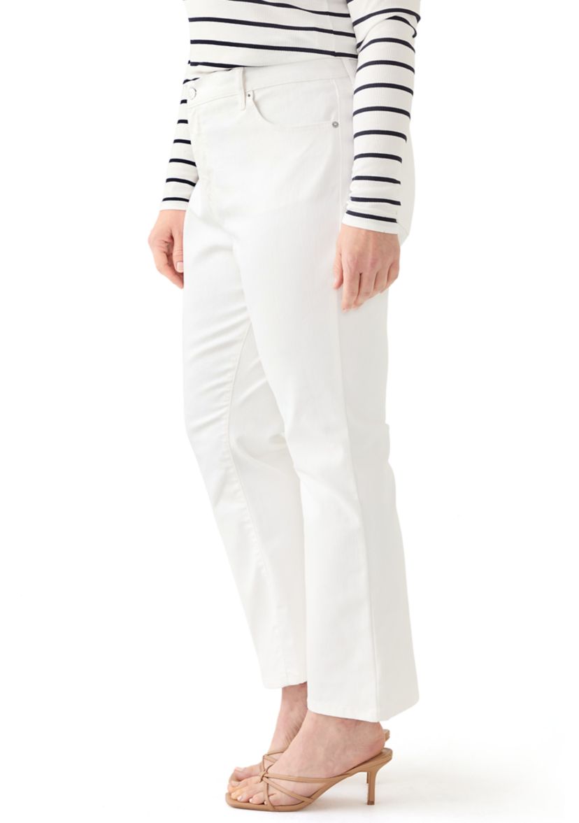 Plus Size High Rise Twill Kick Flare Ankle Jeans