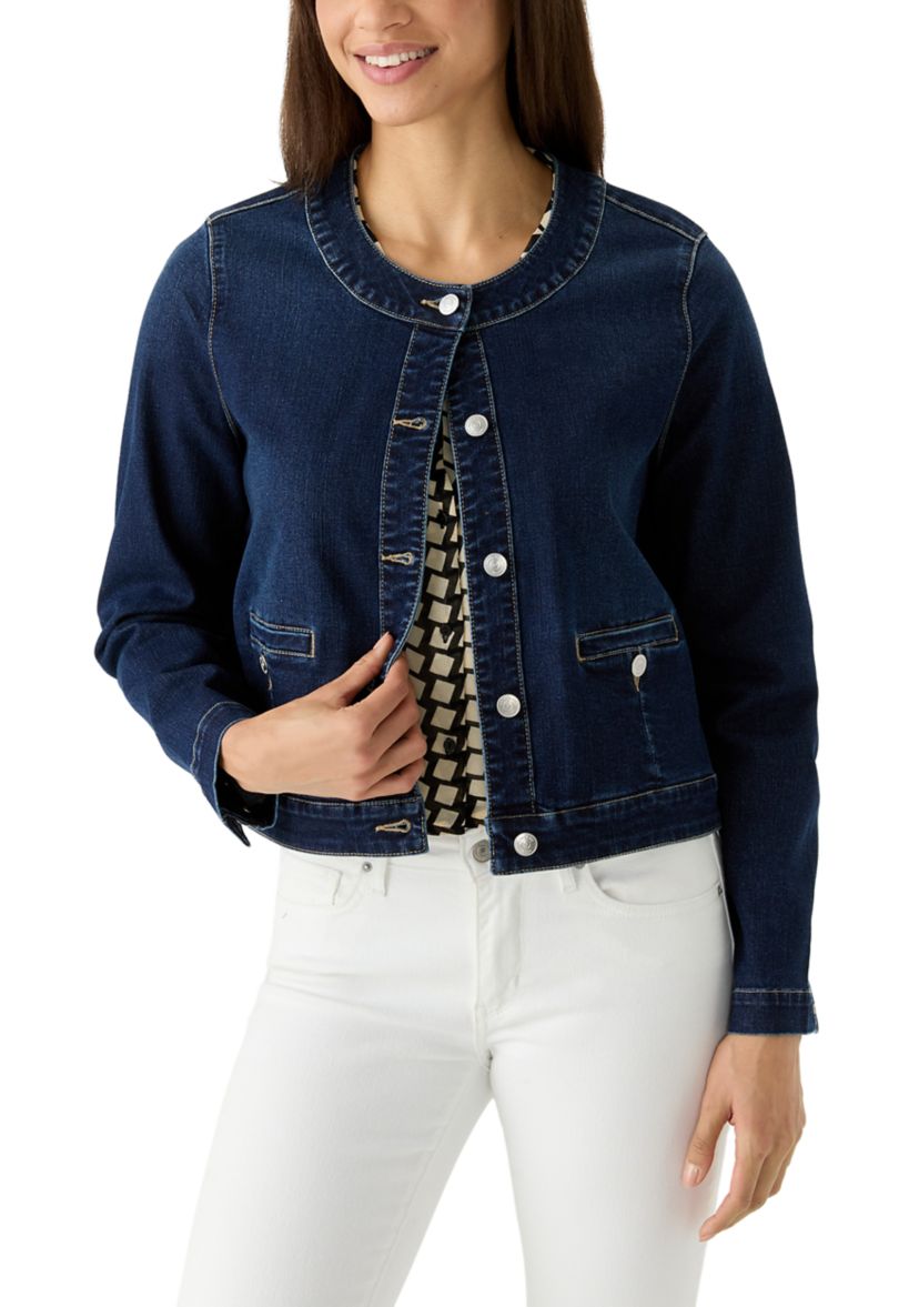 Womens Long Sleeve Cropped Denim Jacket 