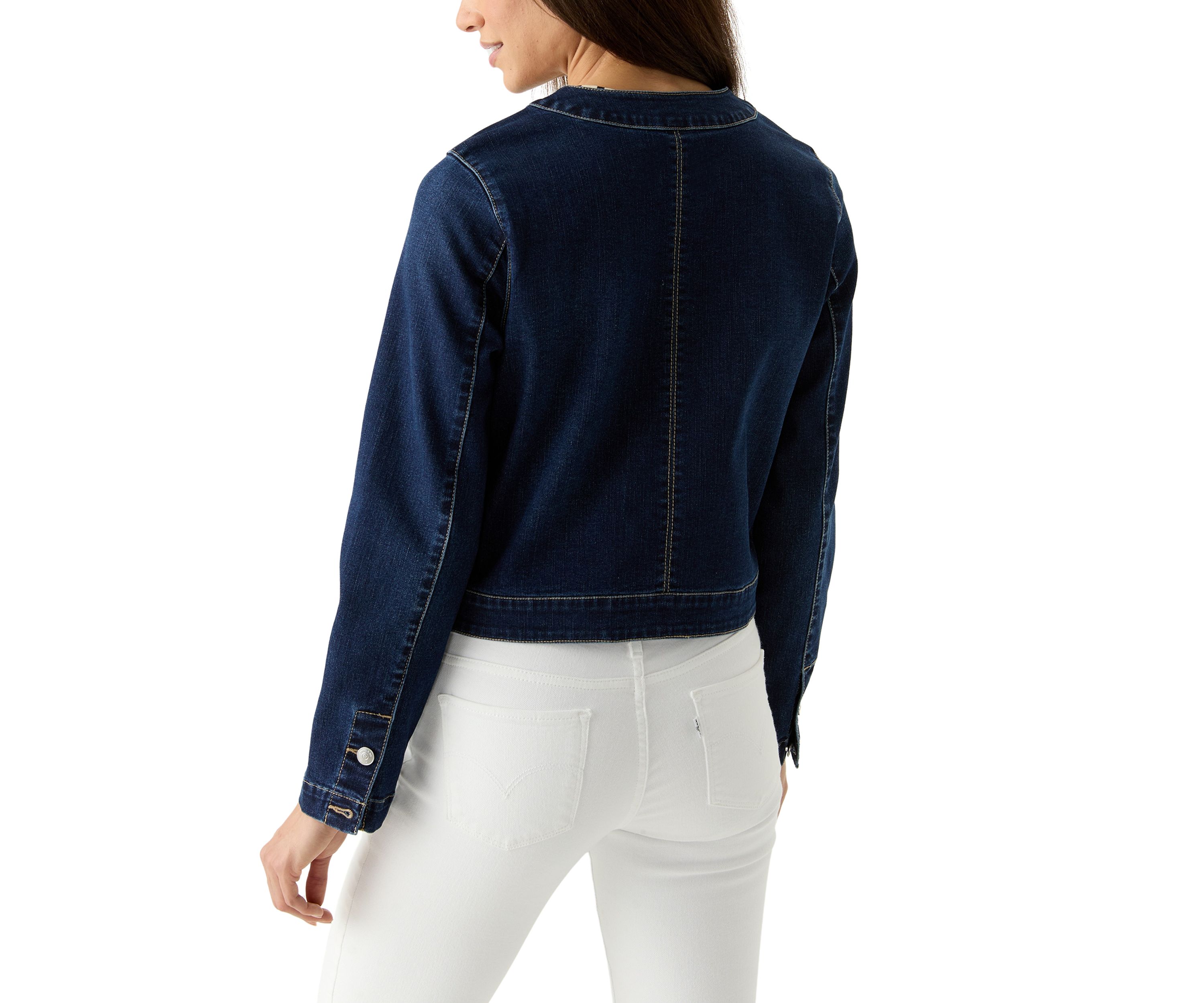 Womens Long Sleeve Cropped Denim Jacket 