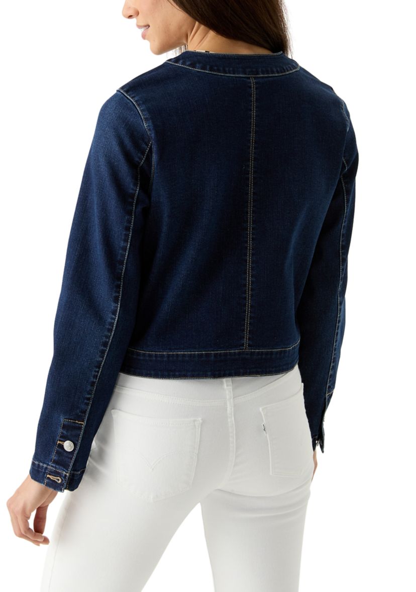 Womens Long Sleeve Cropped Denim Jacket 