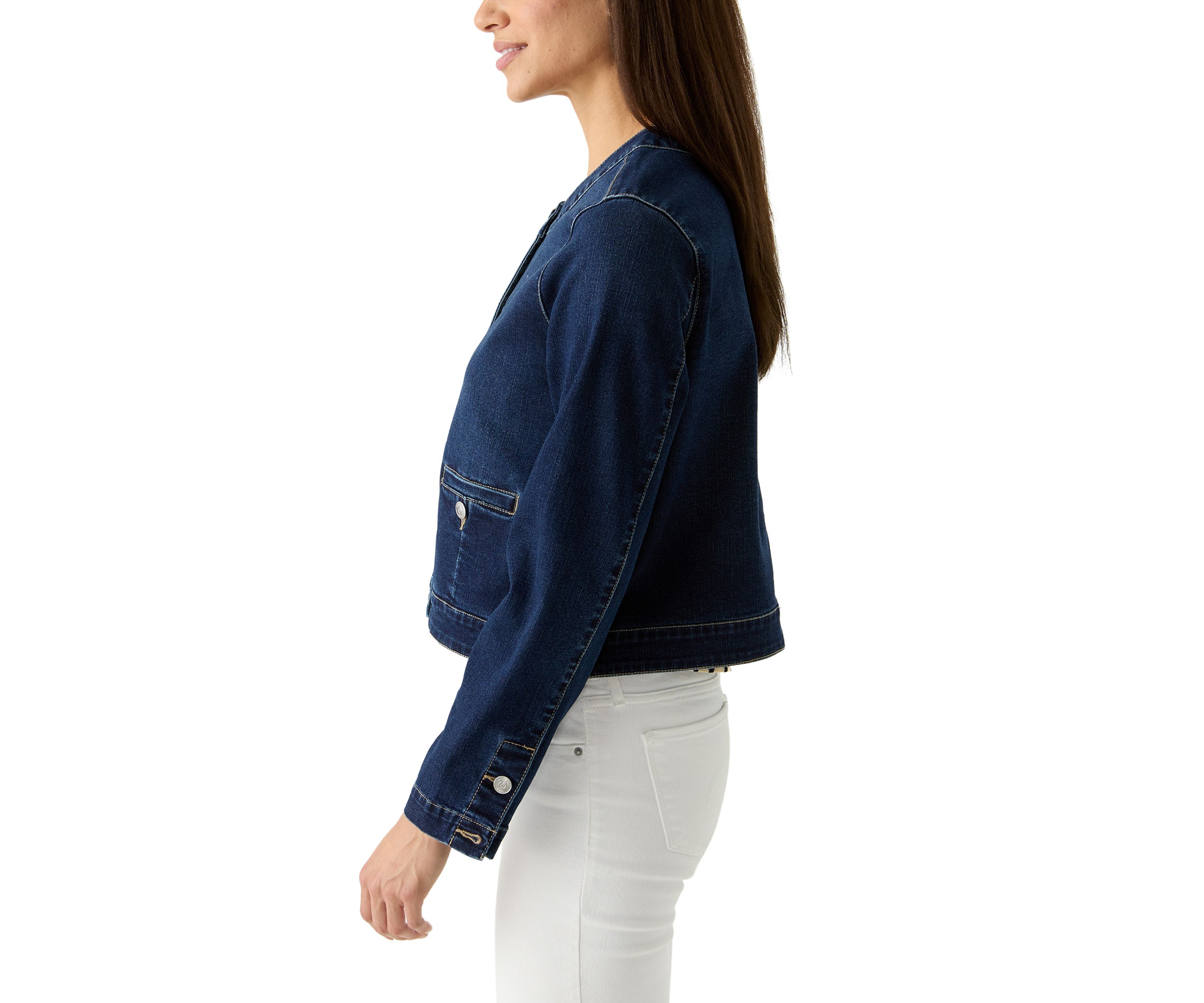 Womens Long Sleeve Cropped Denim Jacket 