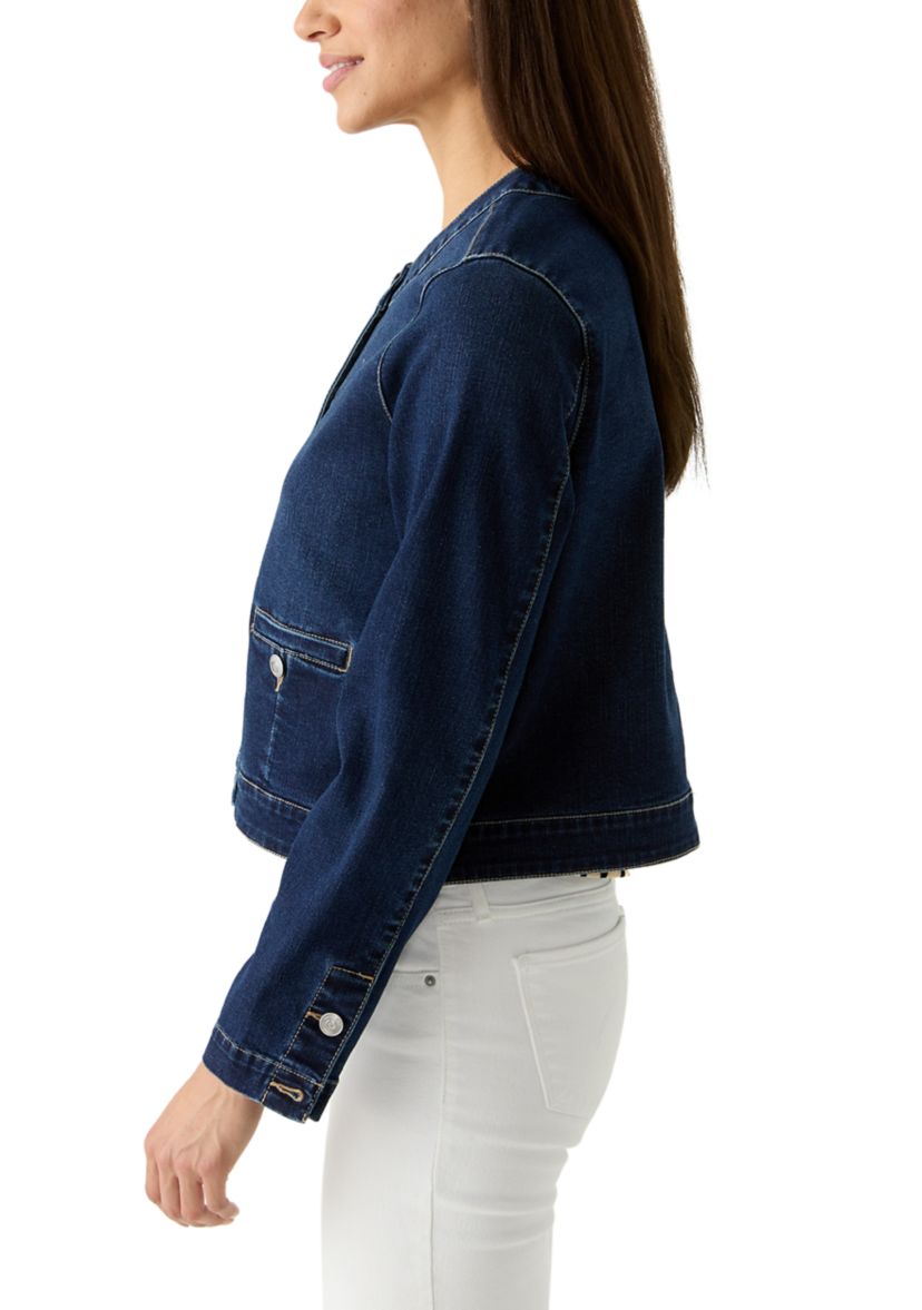 Womens Long Sleeve Cropped Denim Jacket 