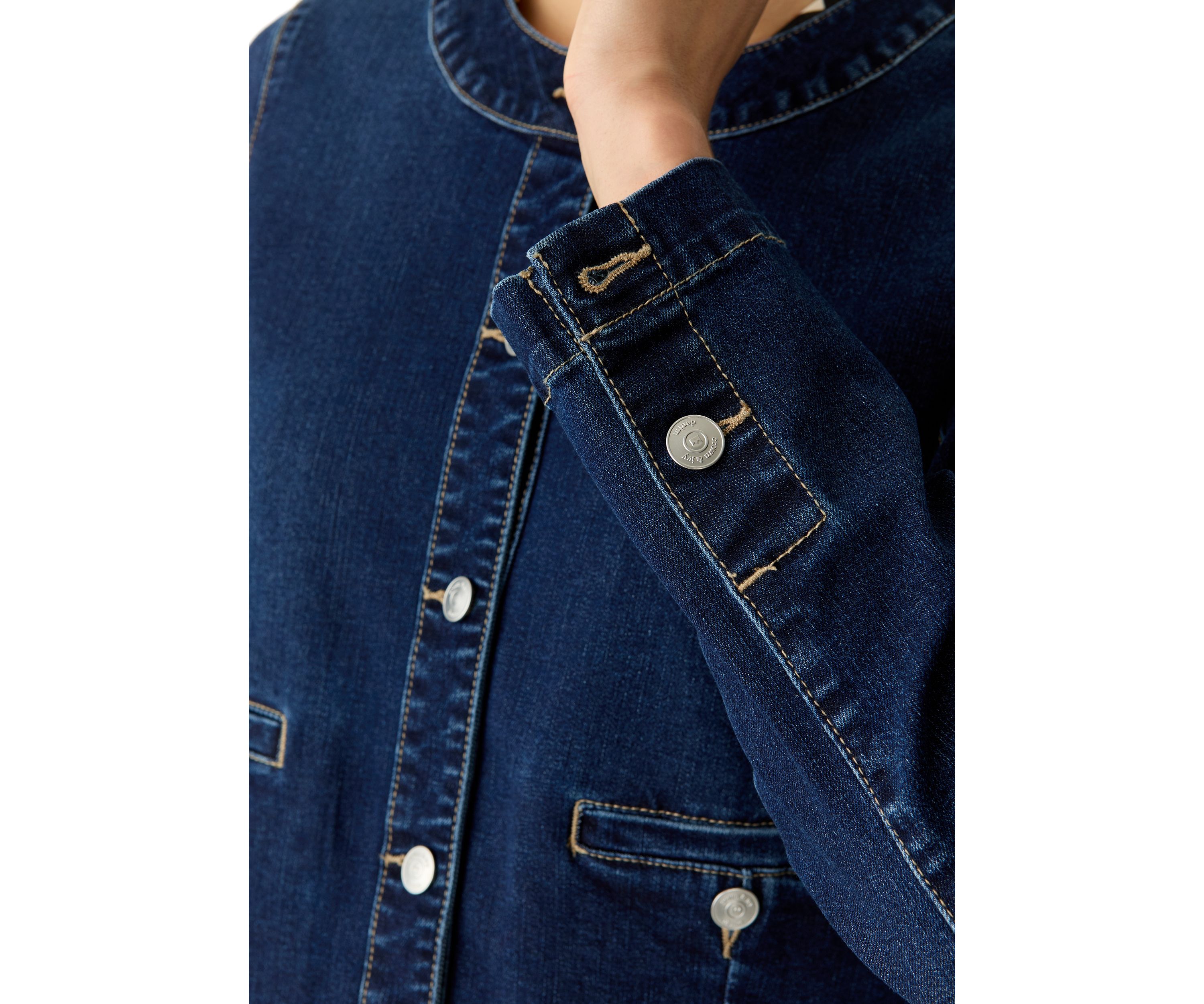 Womens Long Sleeve Cropped Denim Jacket 