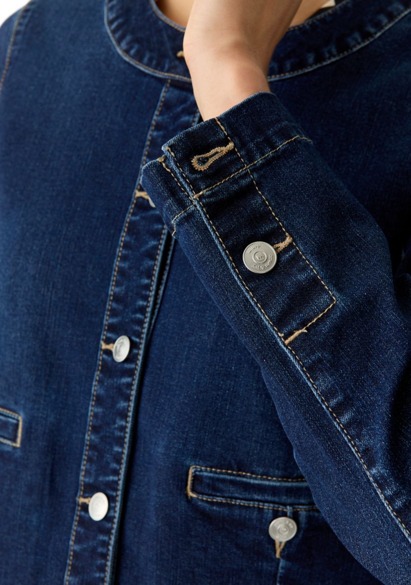 Womens Long Sleeve Cropped Denim Jacket 