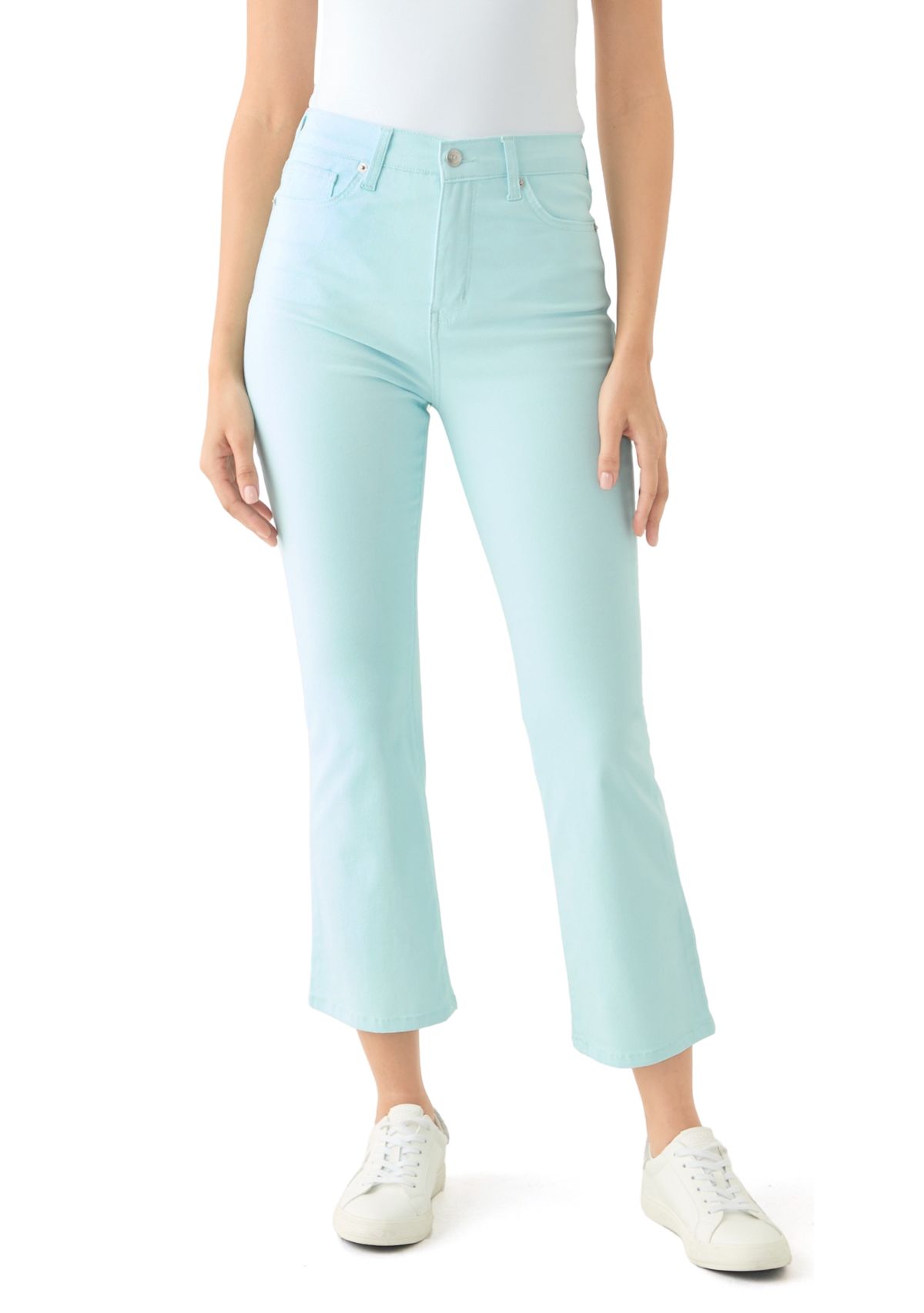 Womens High Rise Kick Flare Ankle Jeans