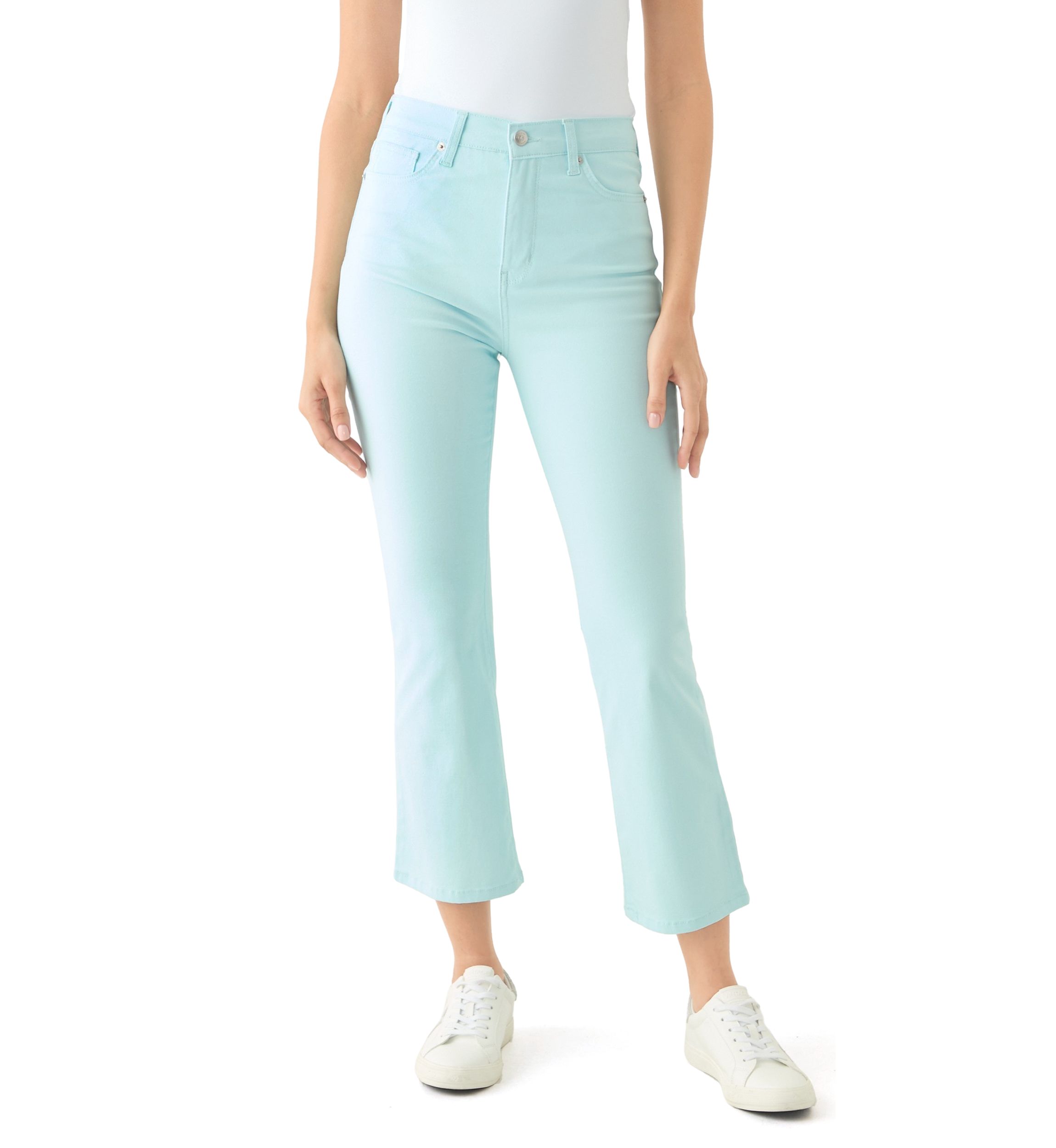Womens High Rise Kick Flare Ankle Jeans