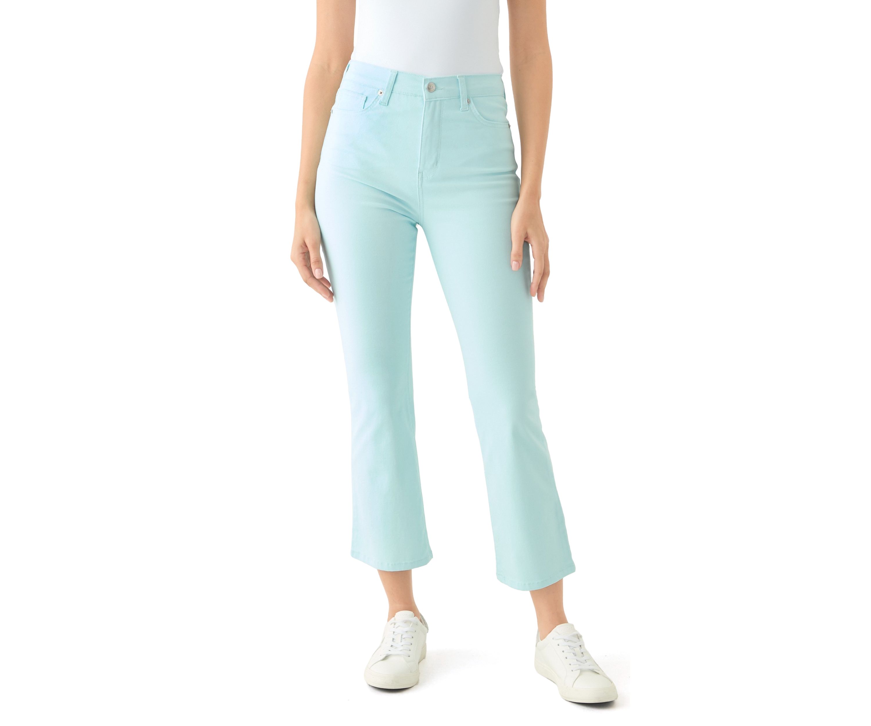 Womens High Rise Kick Flare Ankle Jeans
