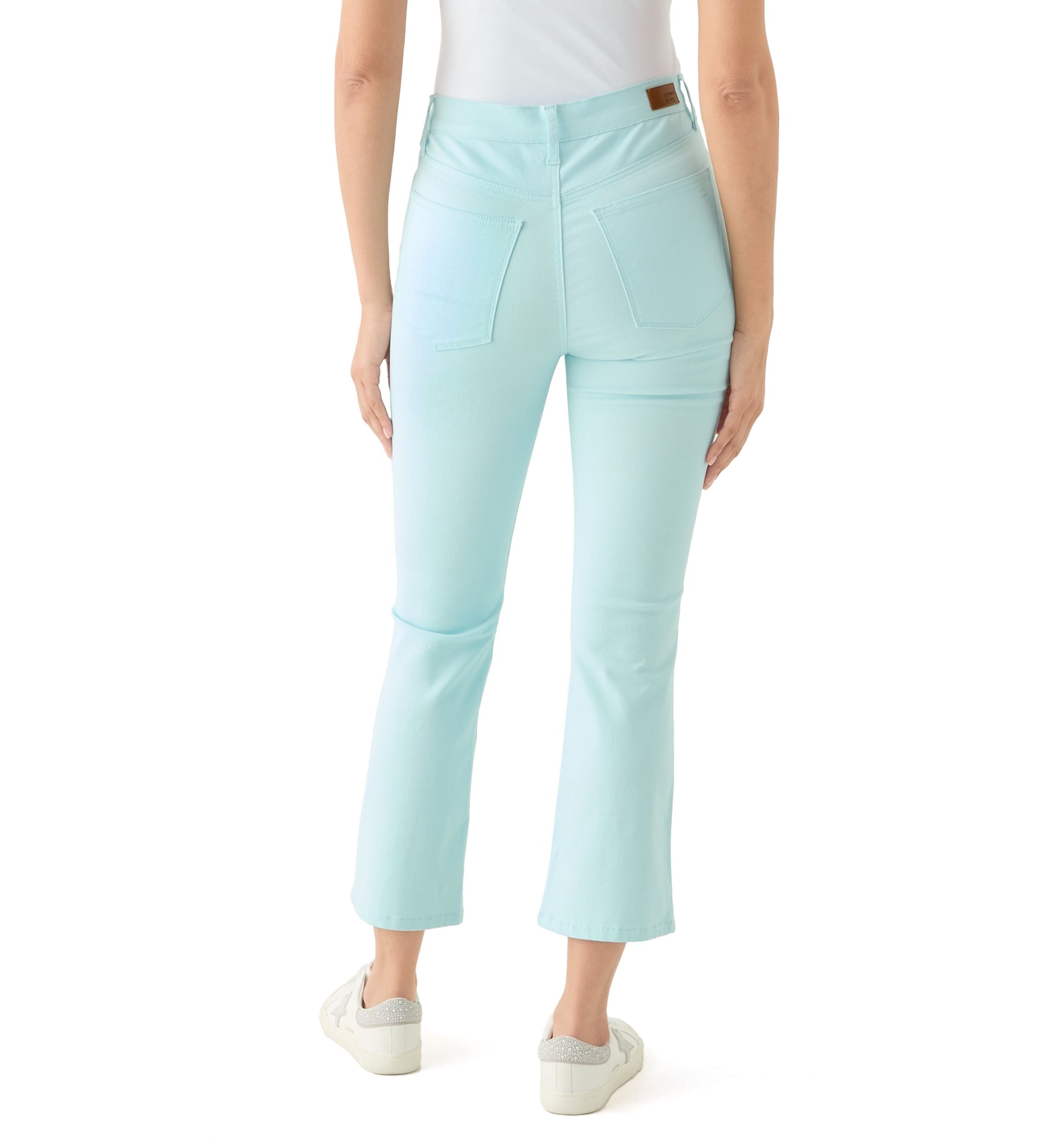 Womens High Rise Kick Flare Ankle Jeans