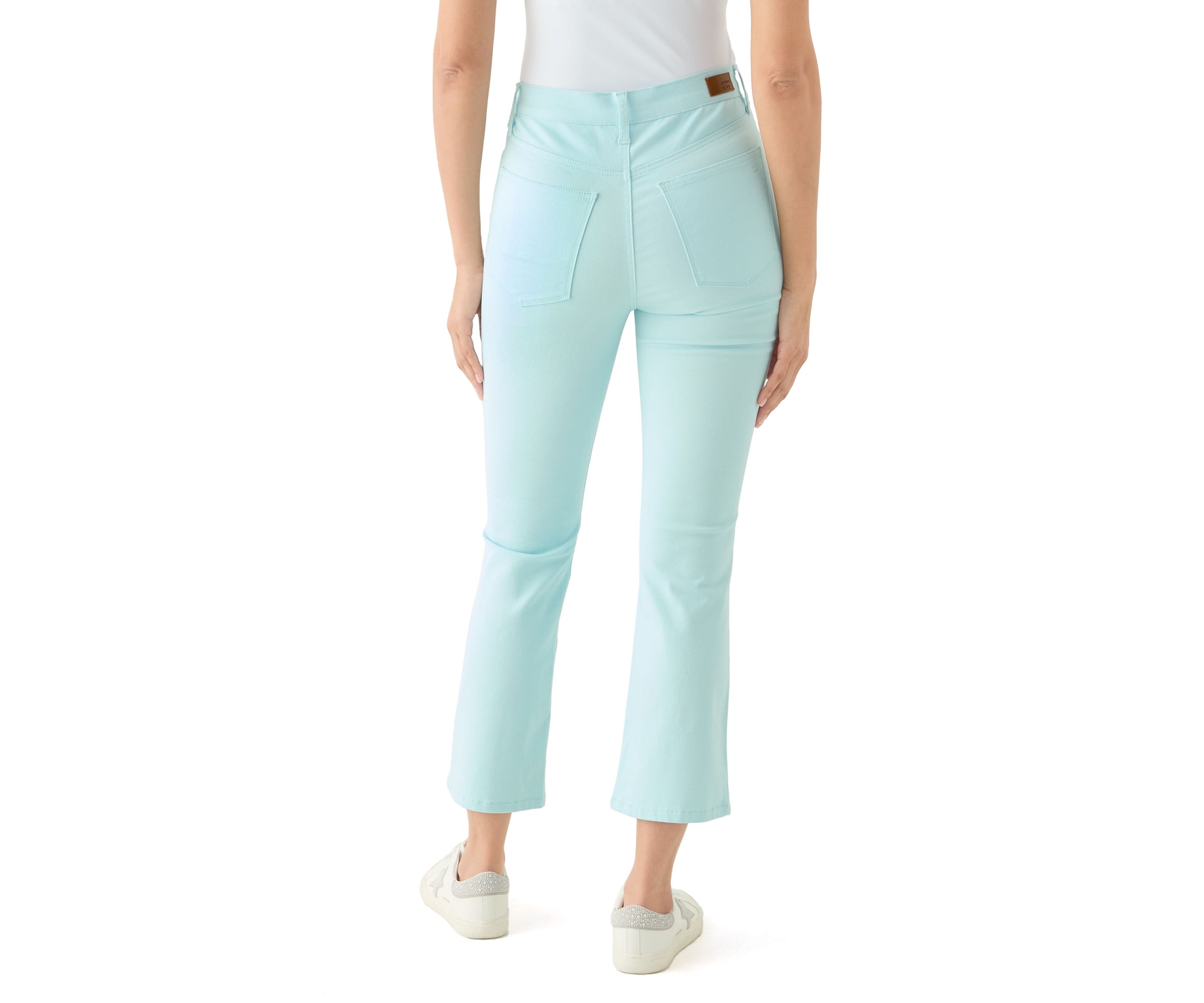 Womens High Rise Kick Flare Ankle Jeans