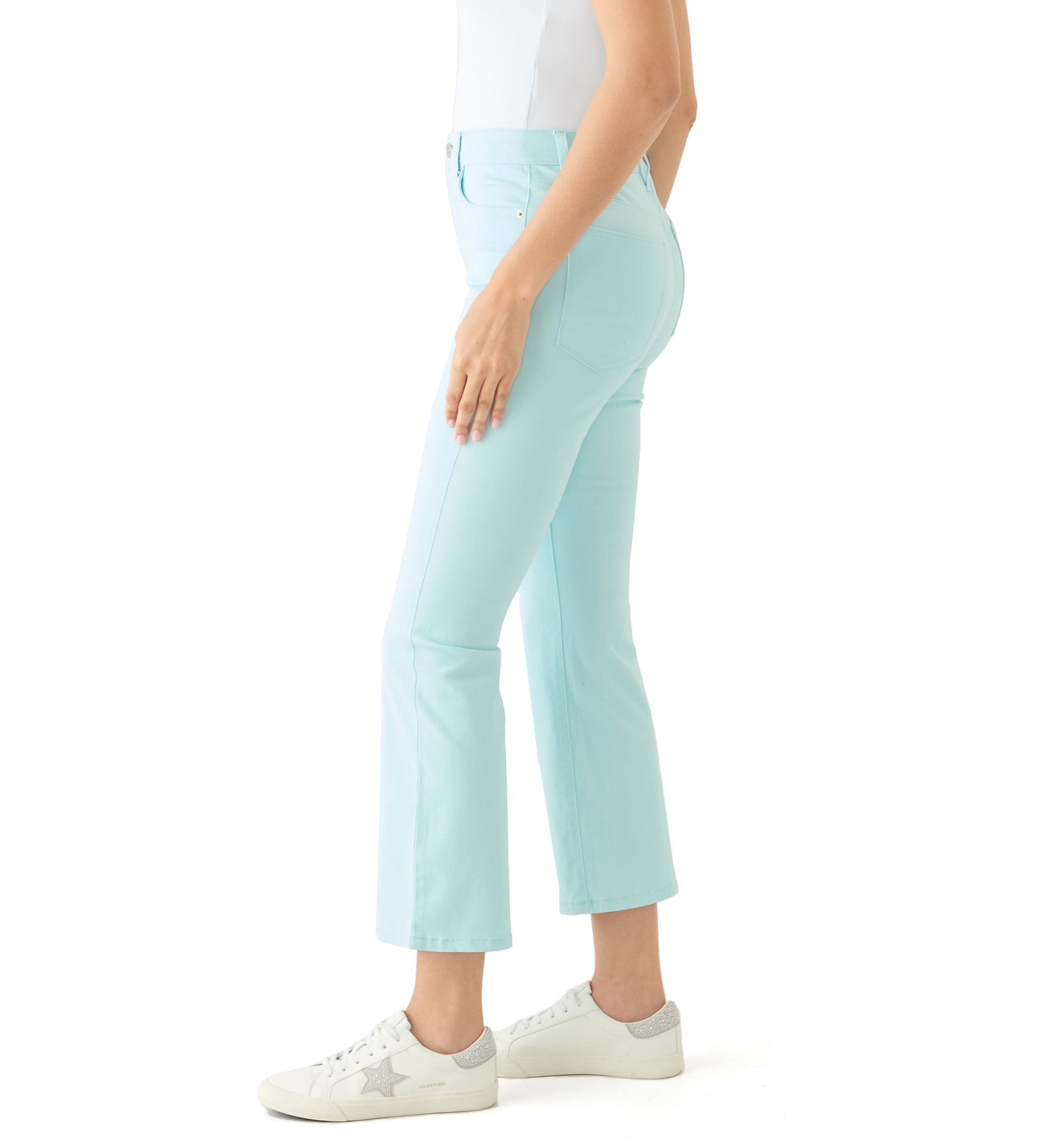 Womens High Rise Kick Flare Ankle Jeans