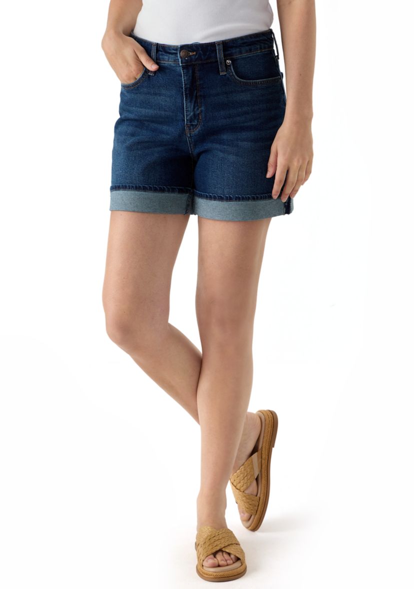 Womens 5" Cuffed Denim Shorts