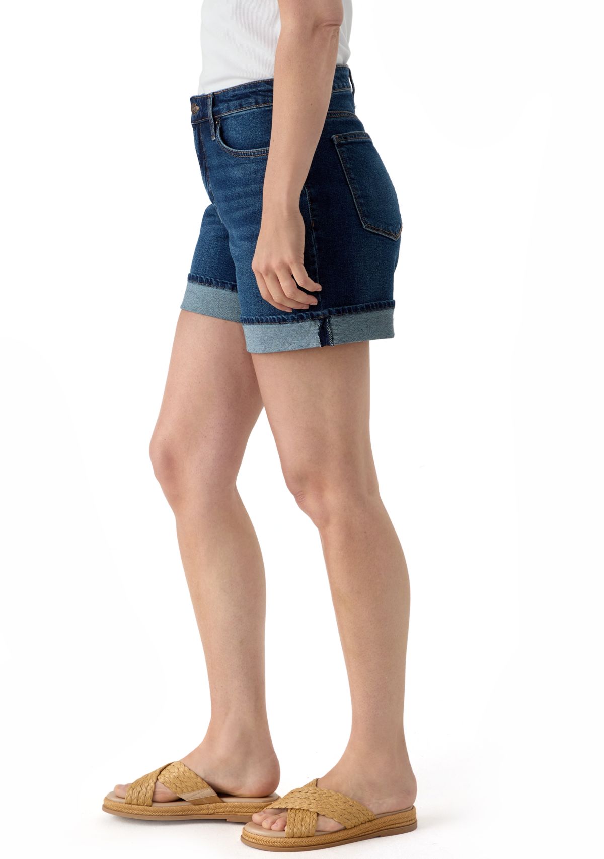 Womens 5" Cuffed Denim Shorts