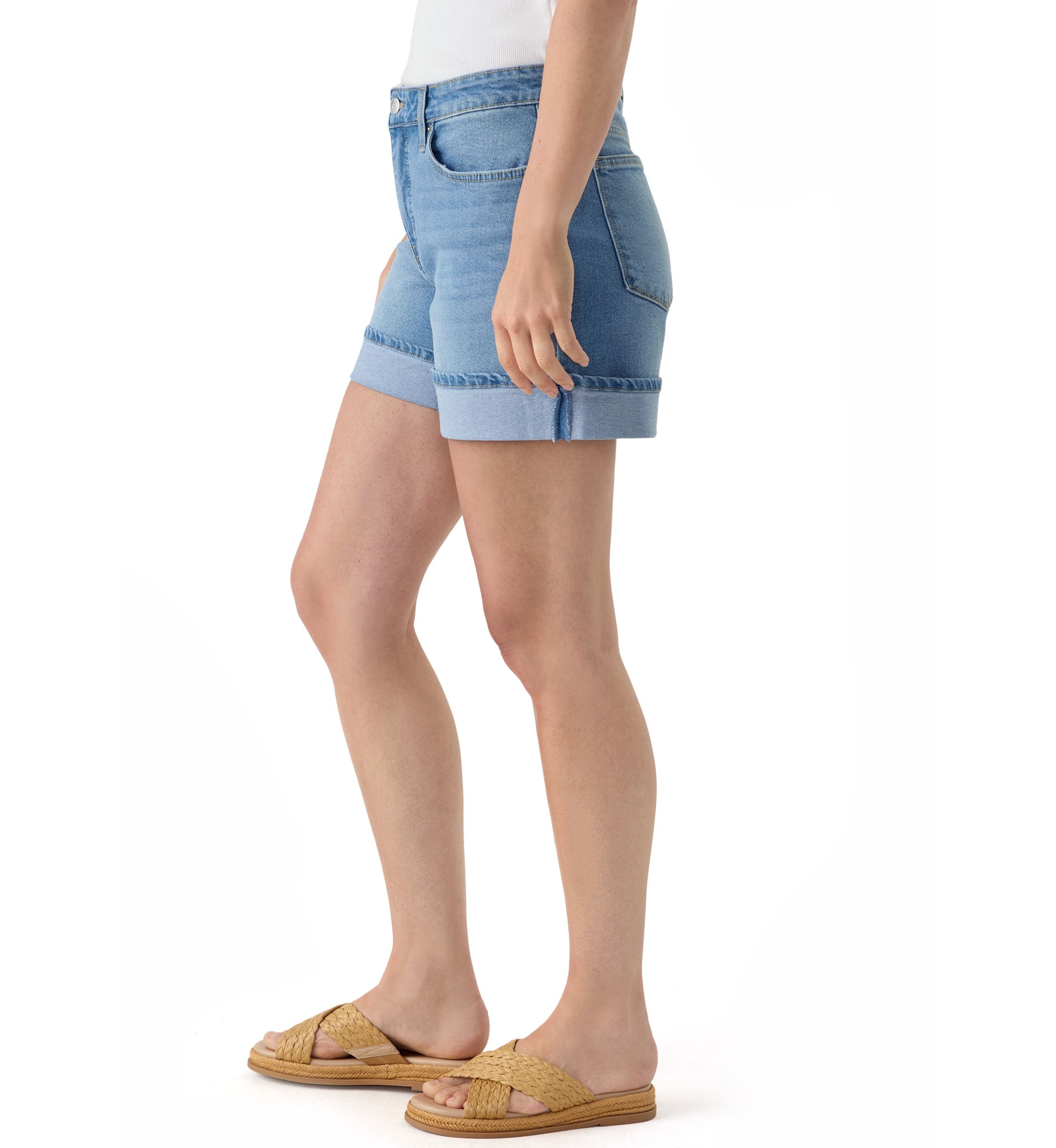 Womens 5" Cuffed Denim Shorts