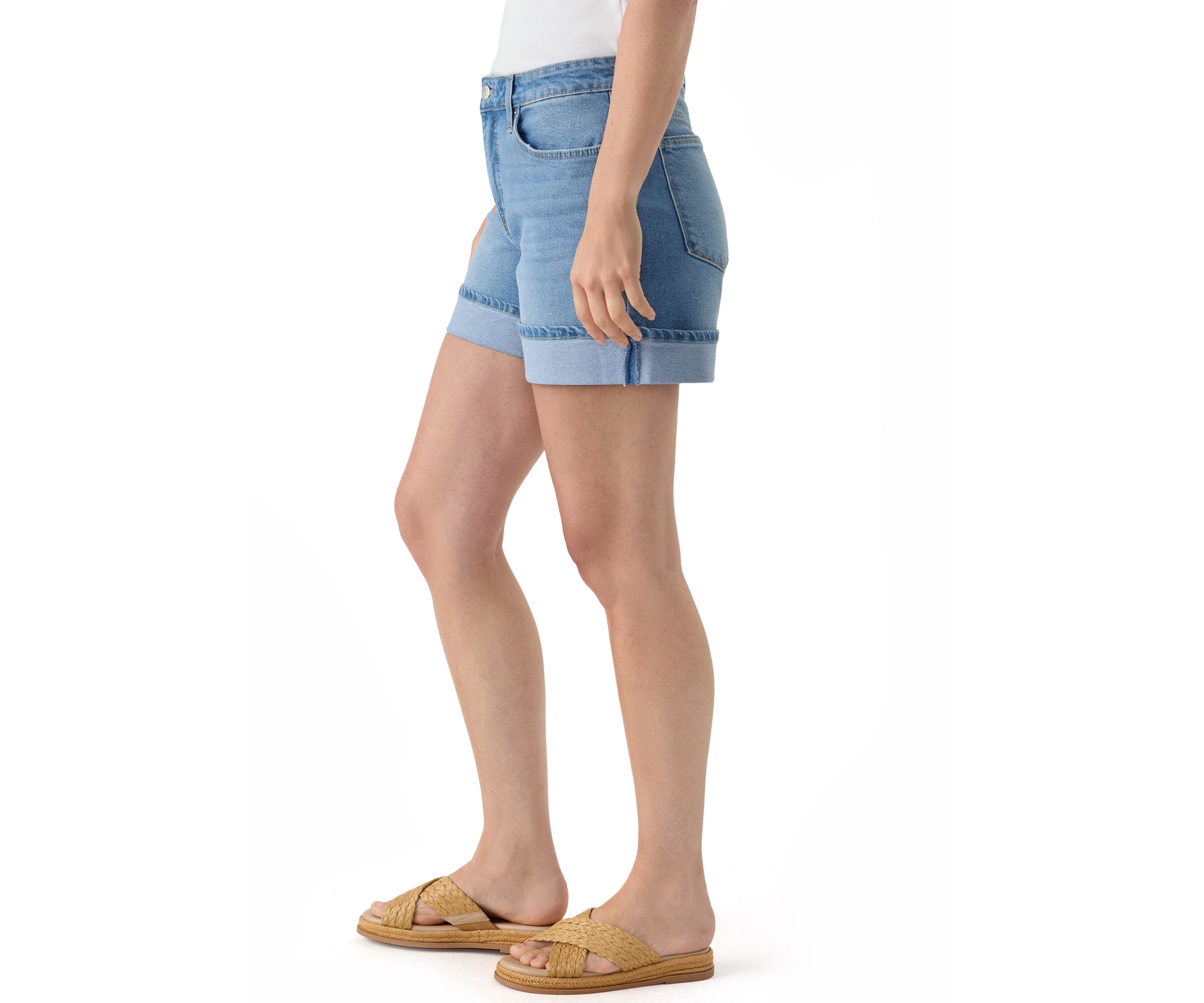Womens 5" Cuffed Denim Shorts