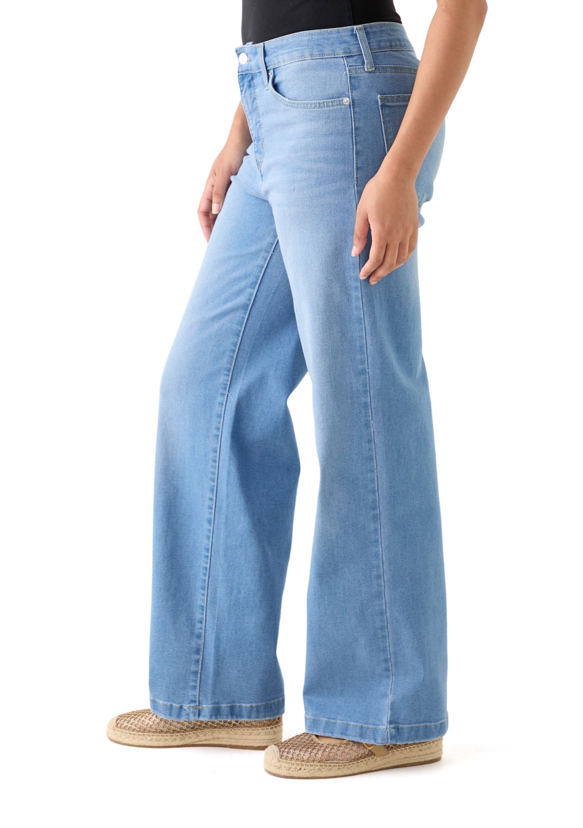 Womens High Rise Slim Wide Leg Jeans
