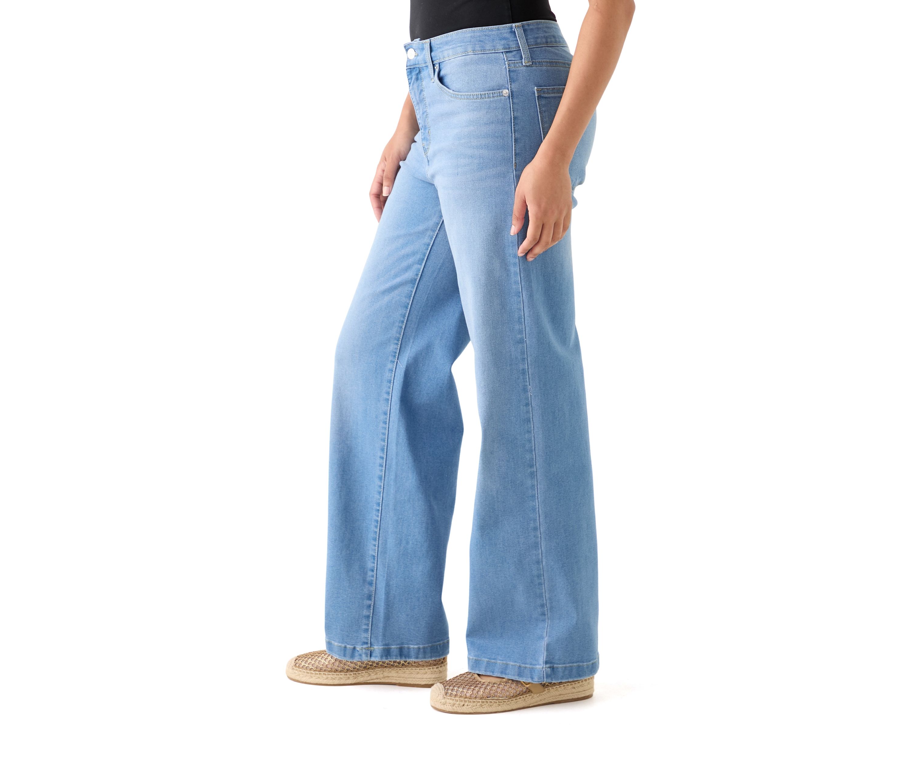 Womens High Rise Slim Wide Leg Jeans