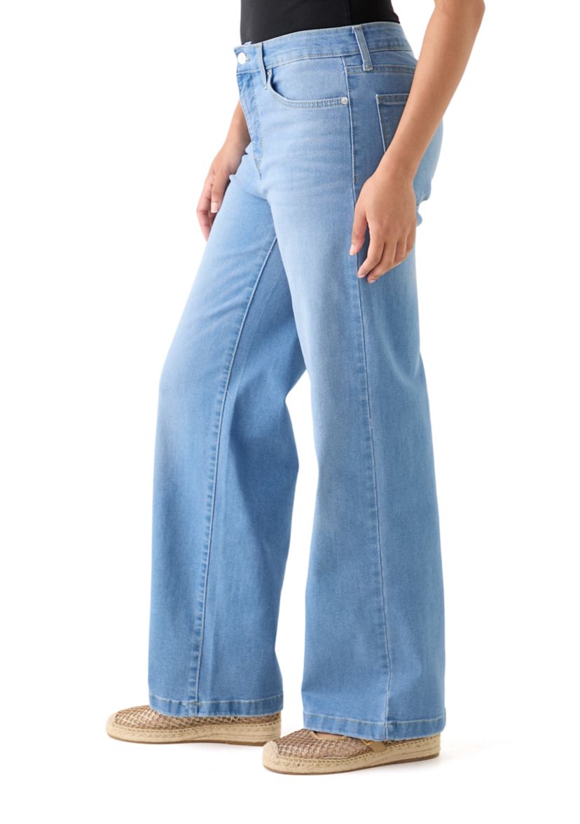 Womens High Rise Slim Wide Leg Jeans