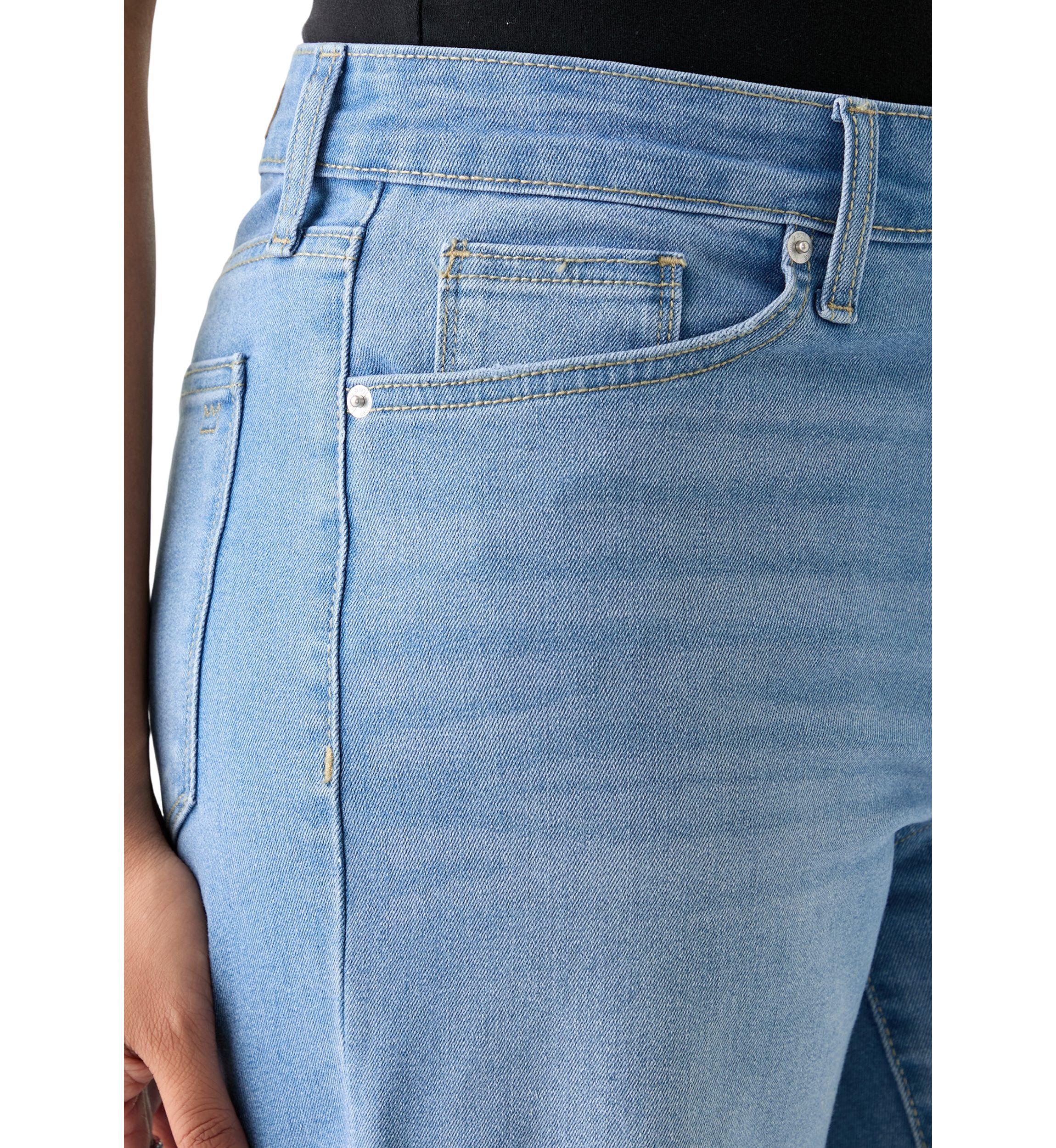 Womens High Rise Slim Wide Leg Jeans
