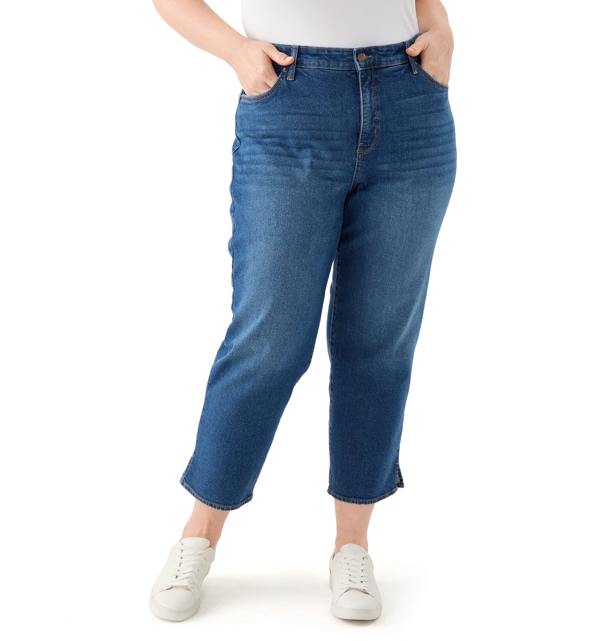 Plus Size Cropped Straight Leg Jeans