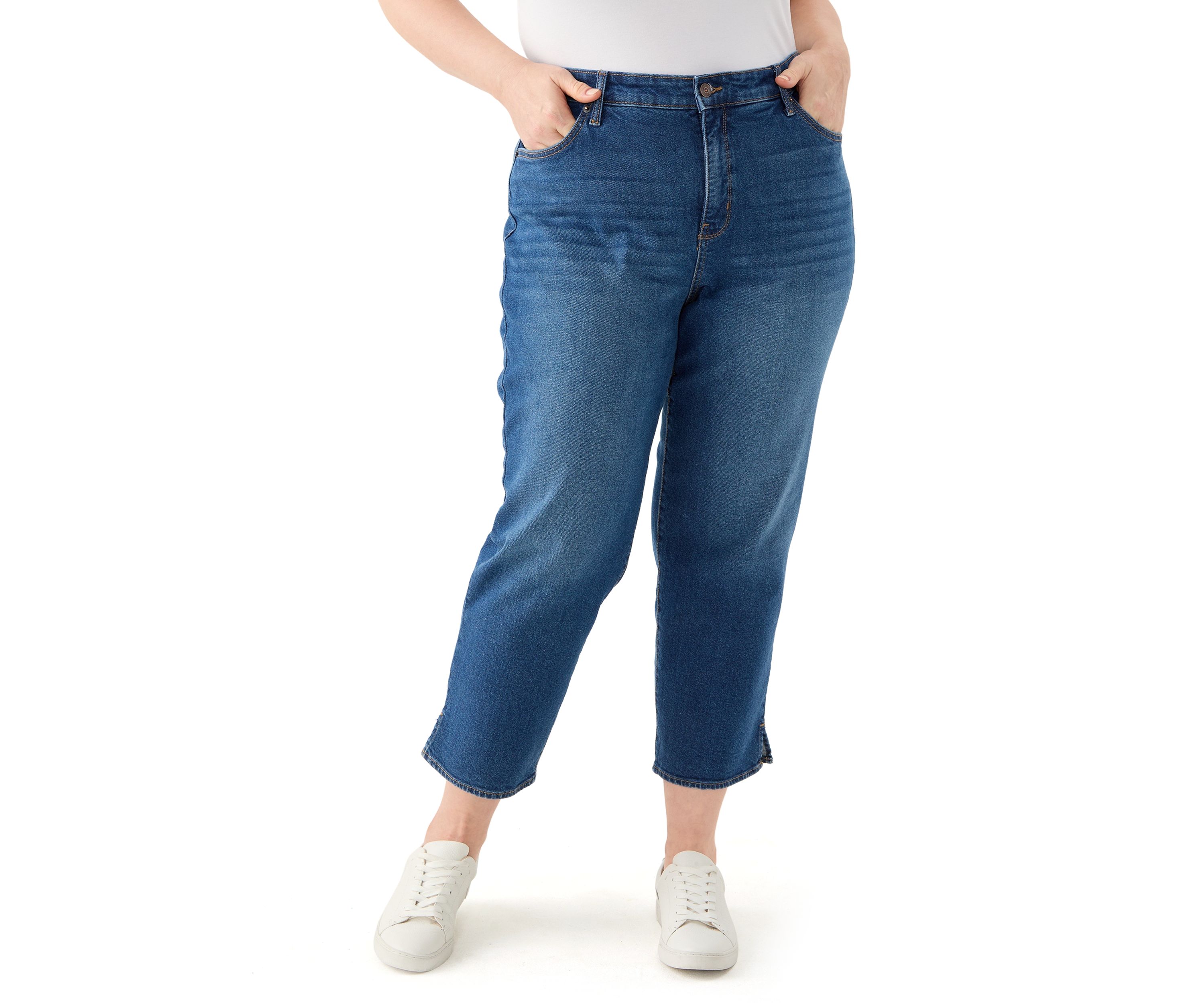 Plus Size Cropped Straight Leg Jeans