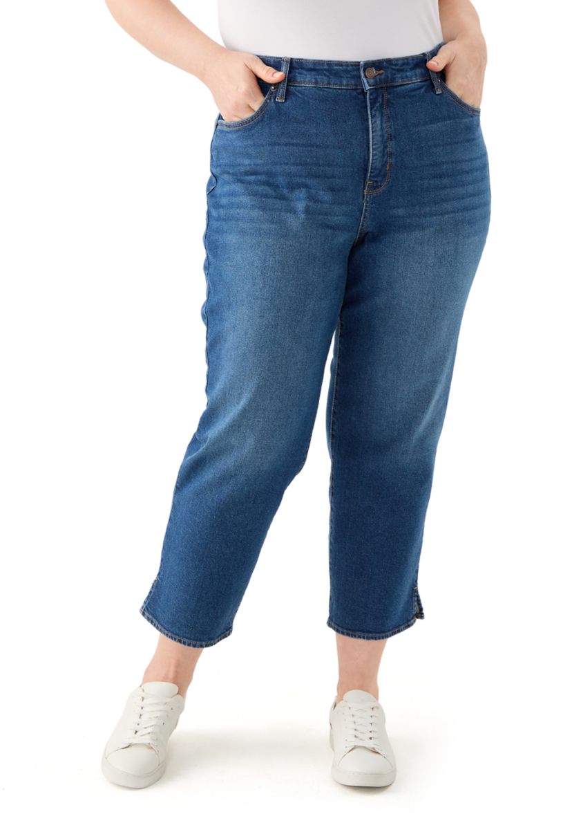 Plus Size Cropped Straight Leg Jeans