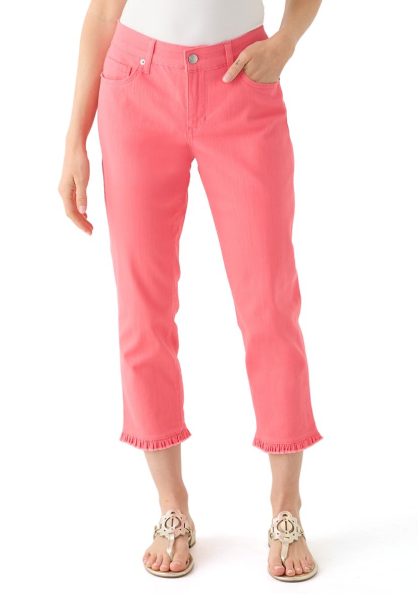 Petite Ruffle Back Denim Cropped Jeans