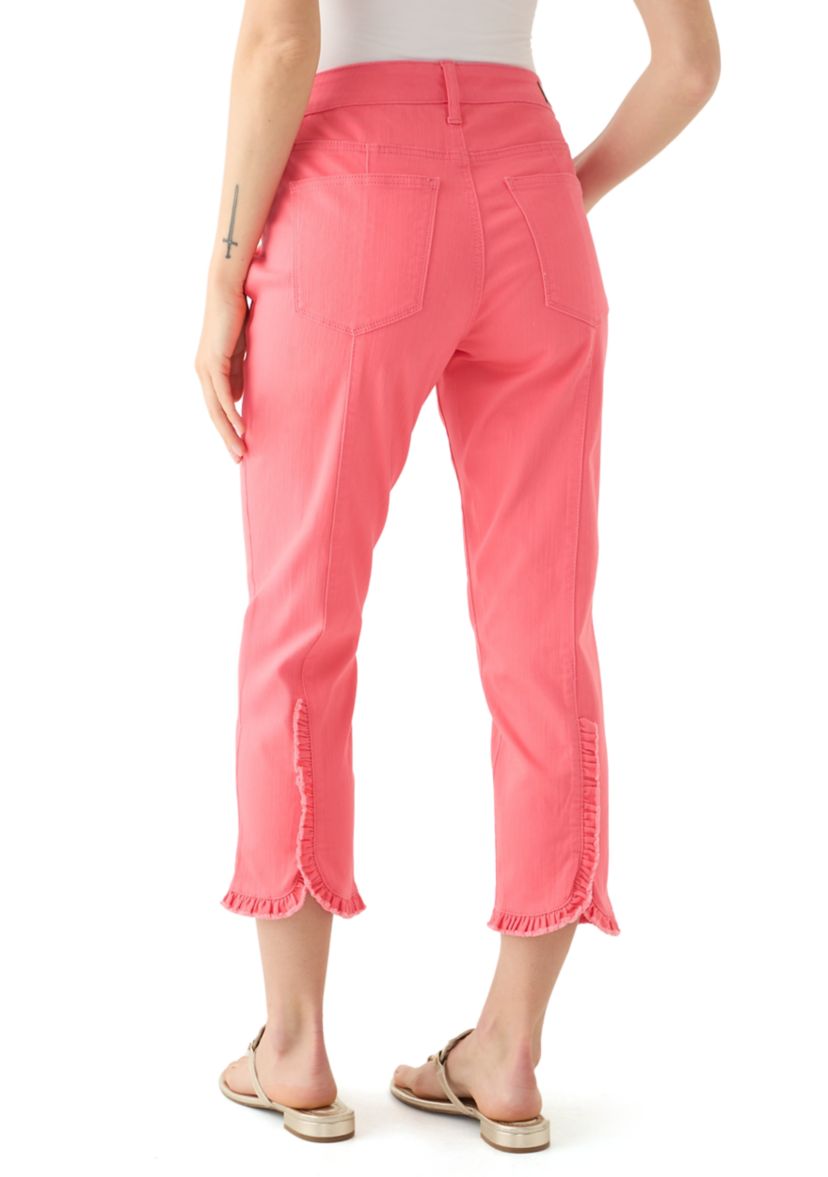 Petite Ruffle Back Denim Cropped Jeans