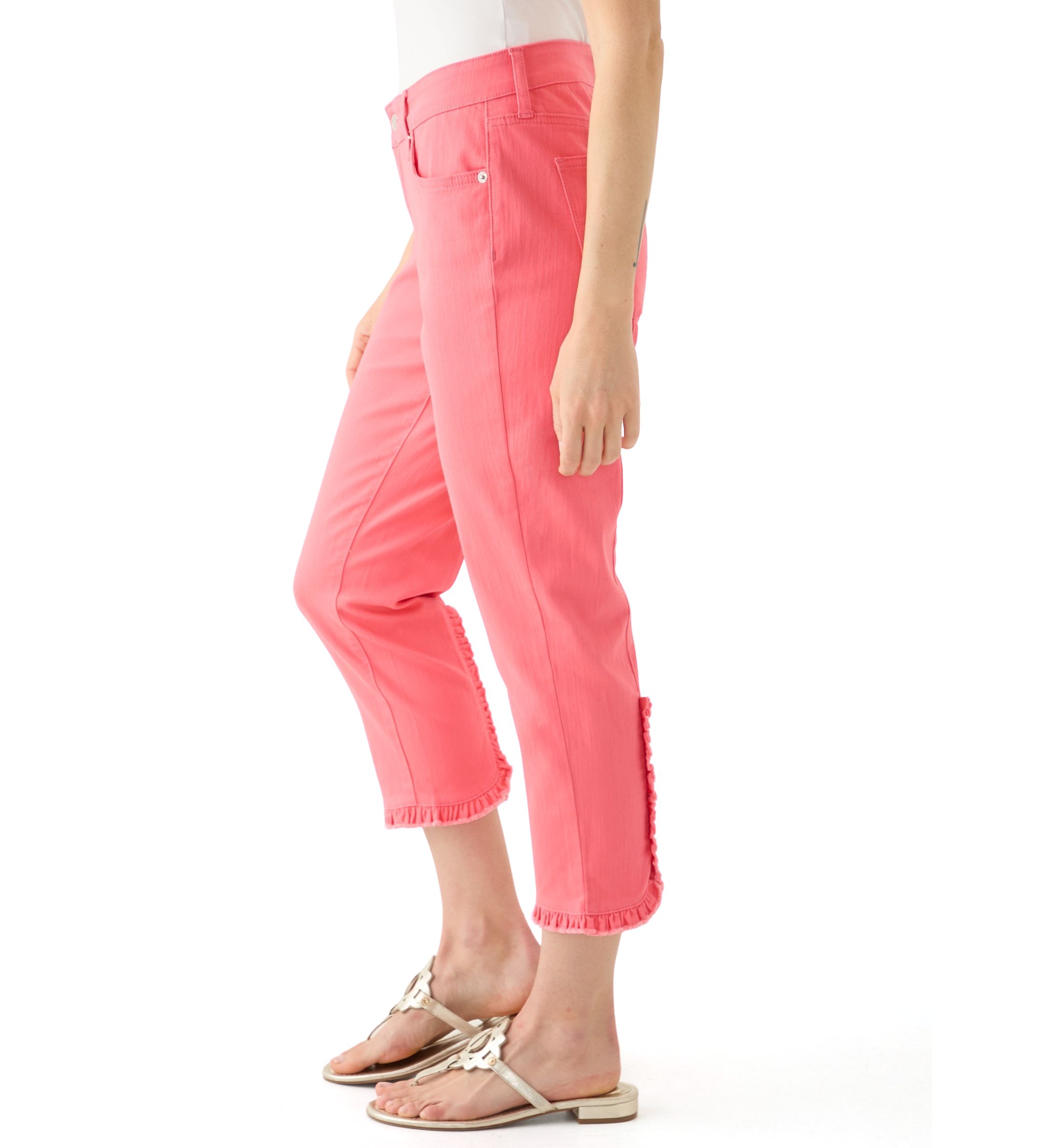 Petite Ruffle Back Denim Cropped Jeans