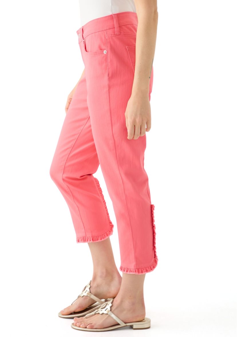Petite Ruffle Back Denim Cropped Jeans