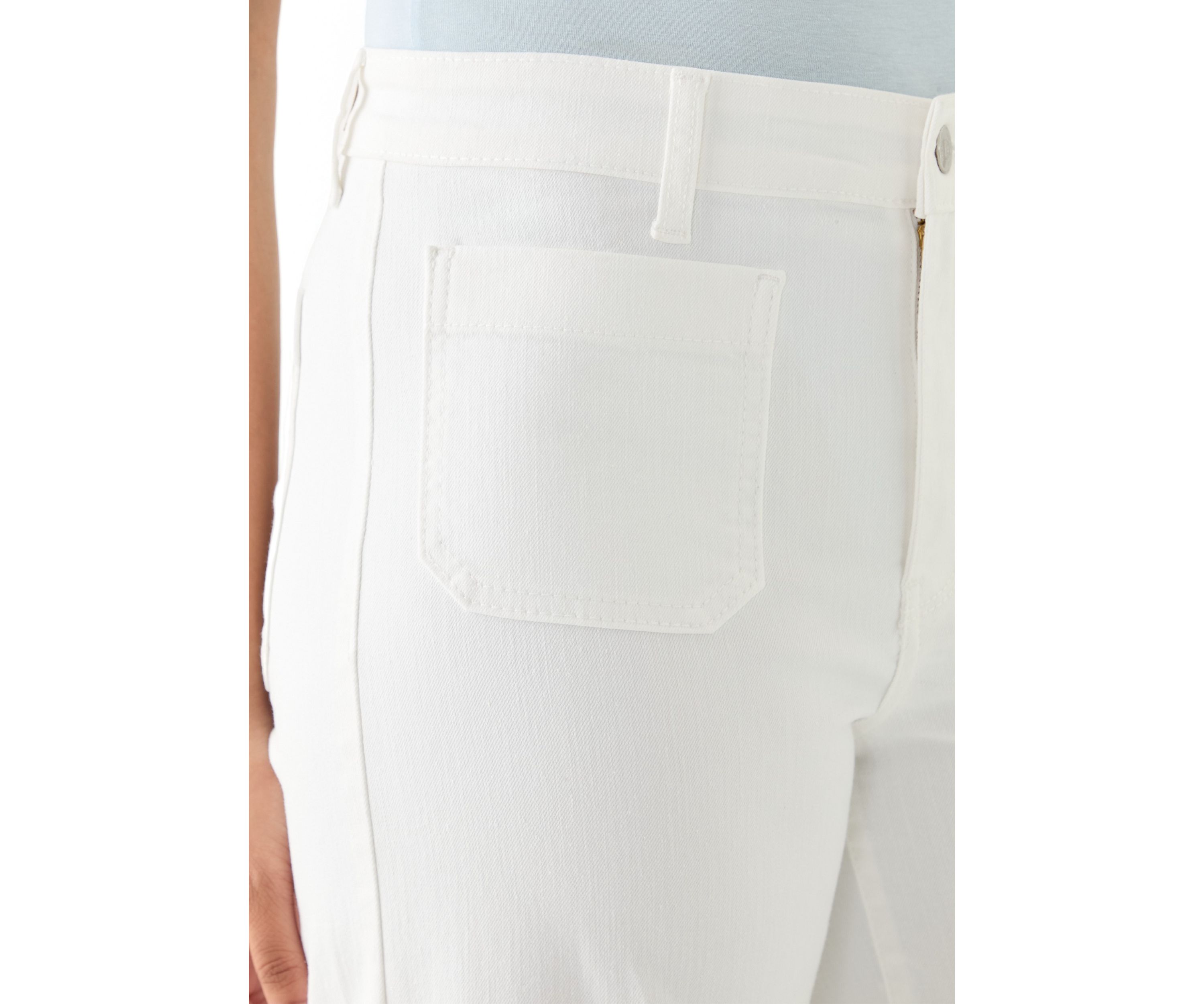 Womens High Rise Patch Pocket Wide Leg Cuffed Pants
