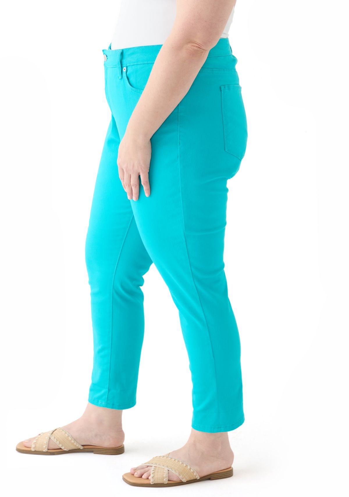Plus Size Roll Cuff Cropped Pants