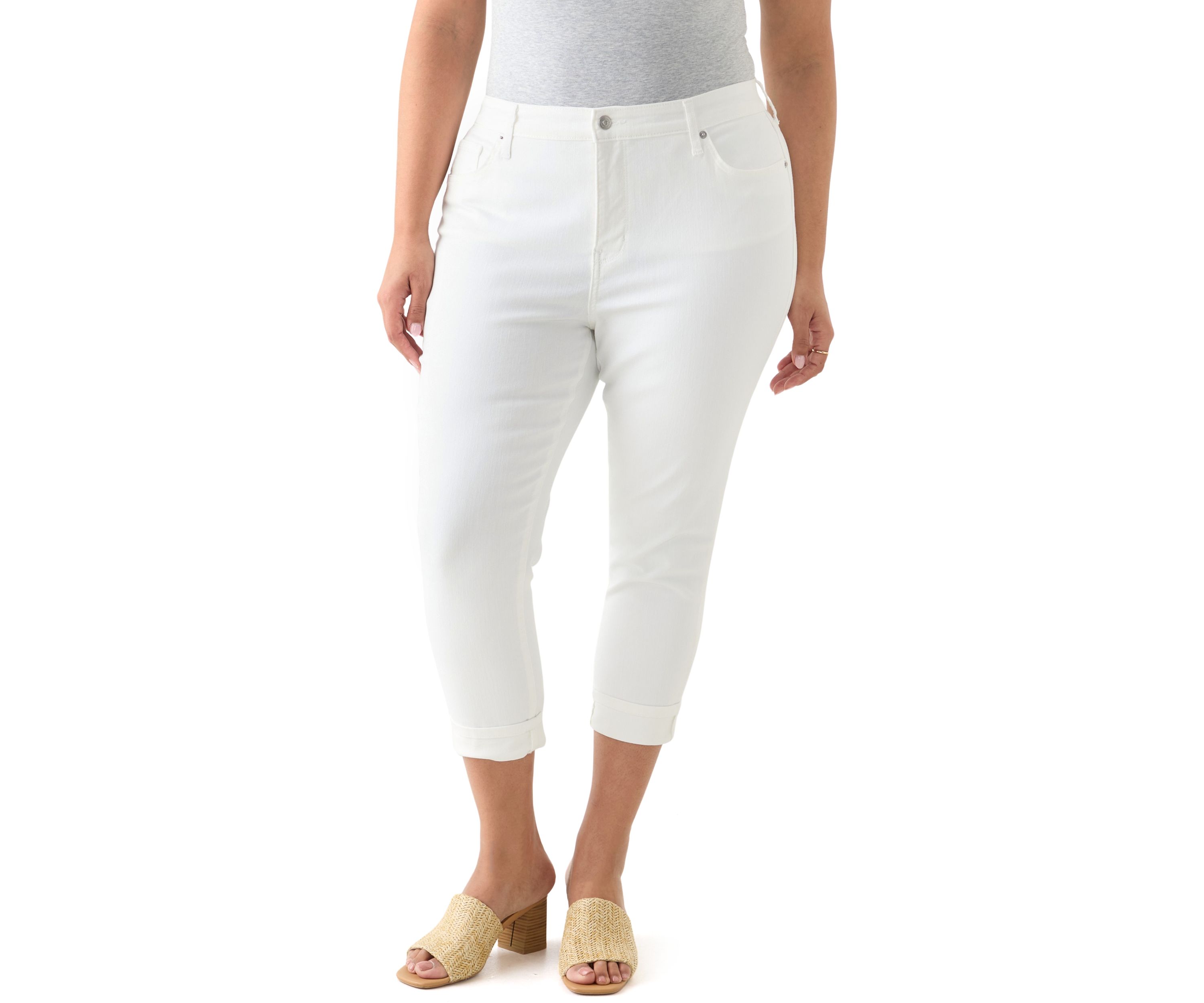 Plus Size Roll Cuff Cropped Pants