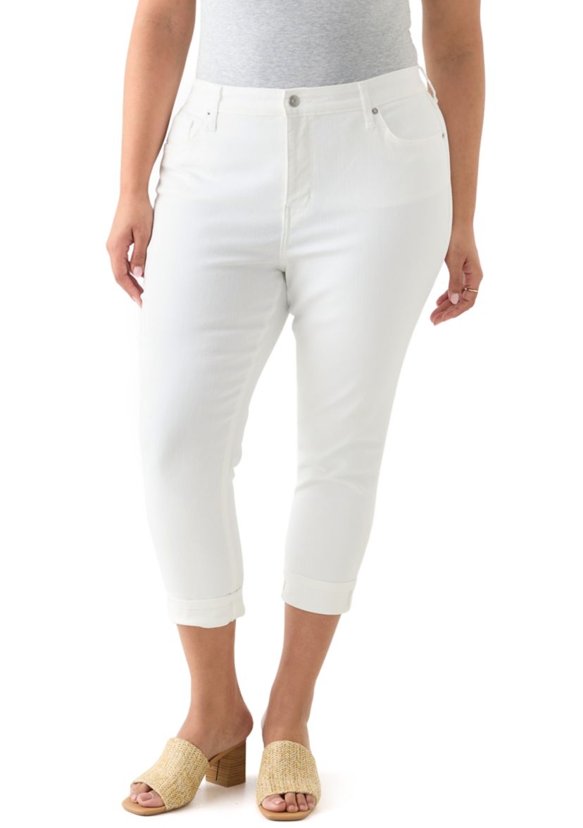 Plus Size Roll Cuff Cropped Pants