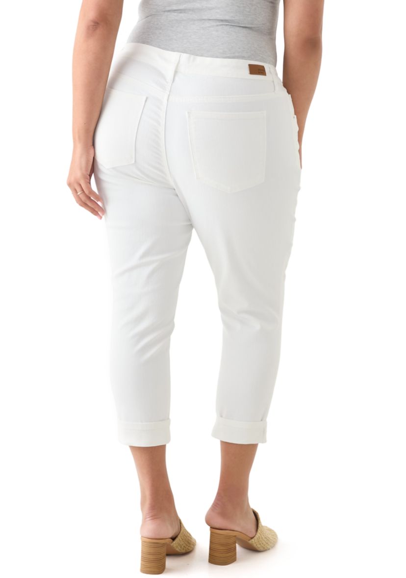 Plus Size Roll Cuff Cropped Pants