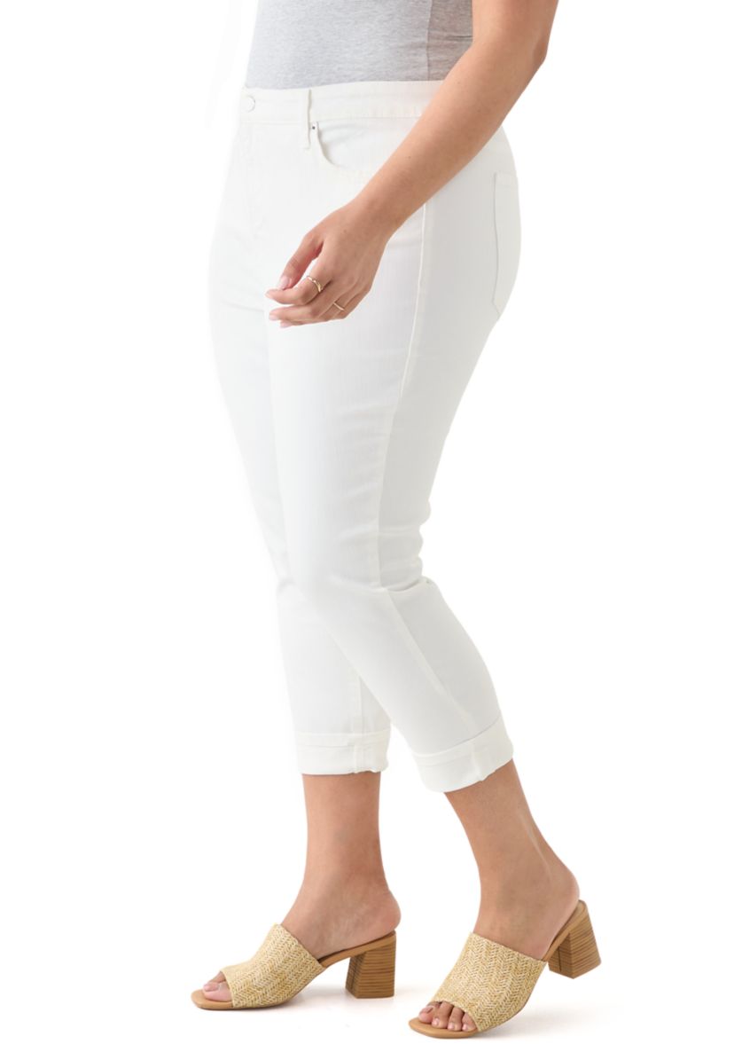 Plus Size Roll Cuff Cropped Pants