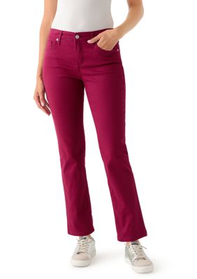 Crown & Ivy Women's Colored Straight Jeans, Red, 16