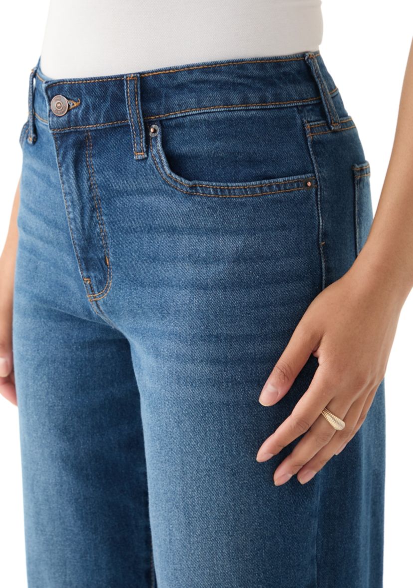 Womens Mid Rise Cuffed Cropped Flare Jeans